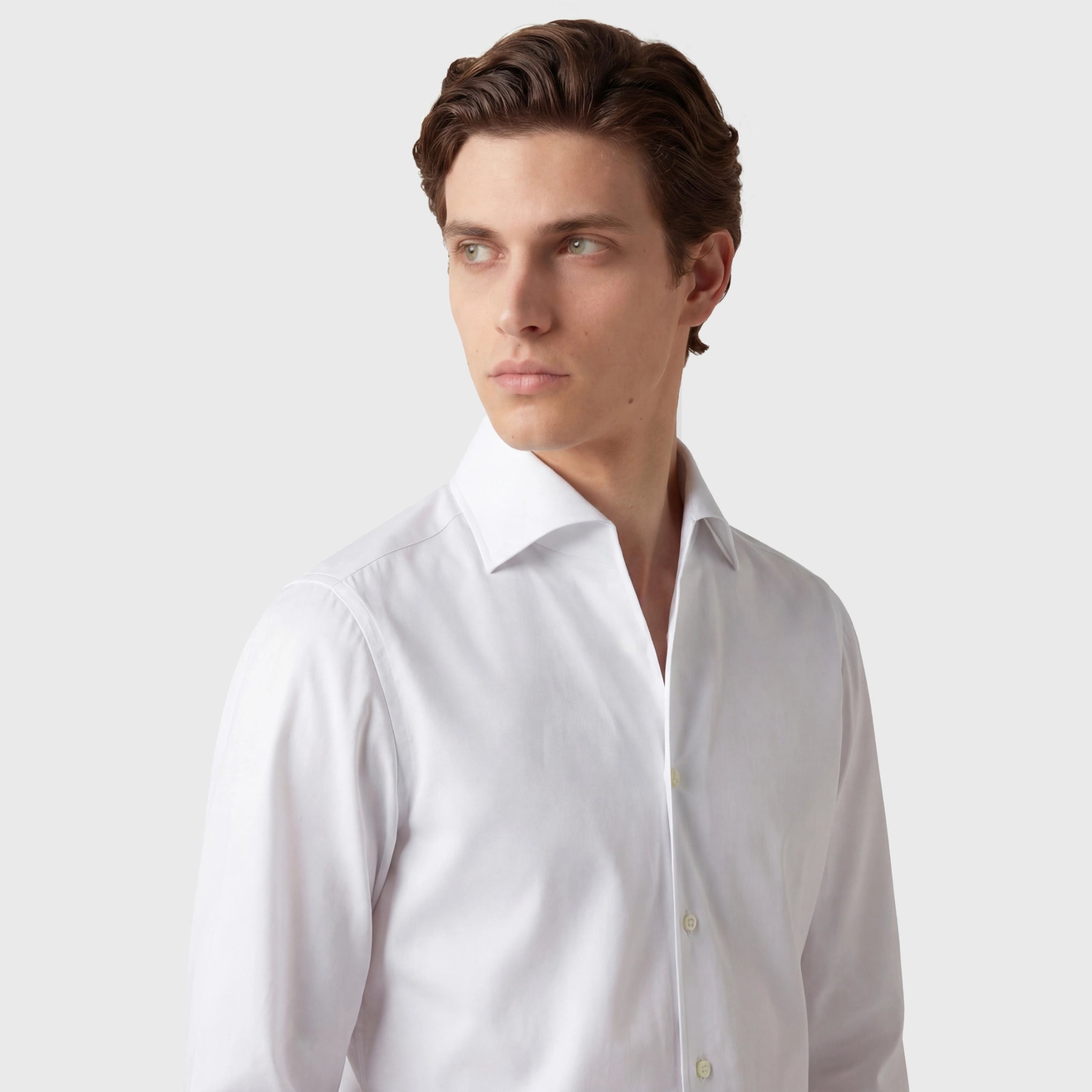 Milano shirt slim fit Egyptian cotton Giza 45 white Ustica shawl collar