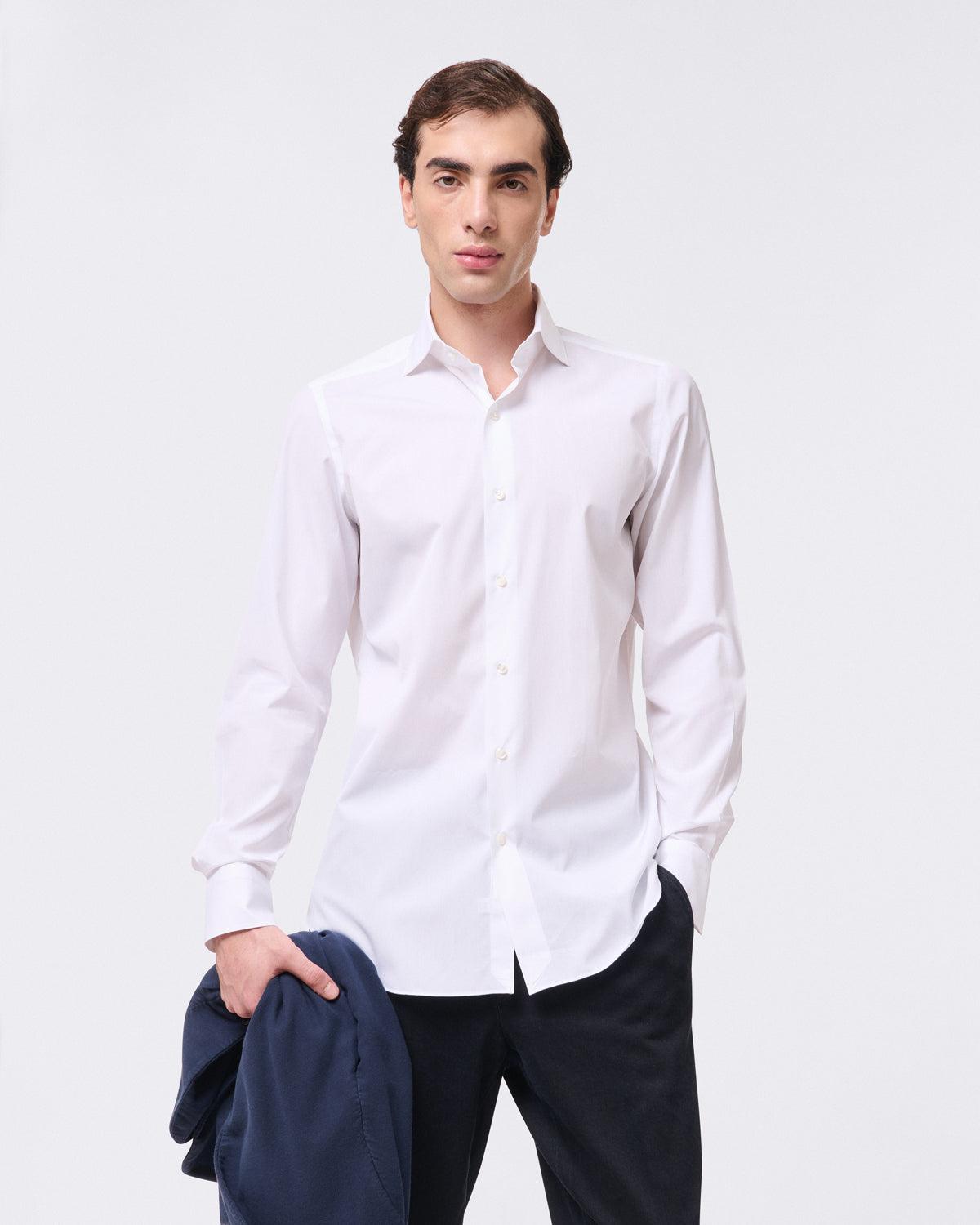 Milano 170 a 2 slim fit dresses in light blue or white French collar