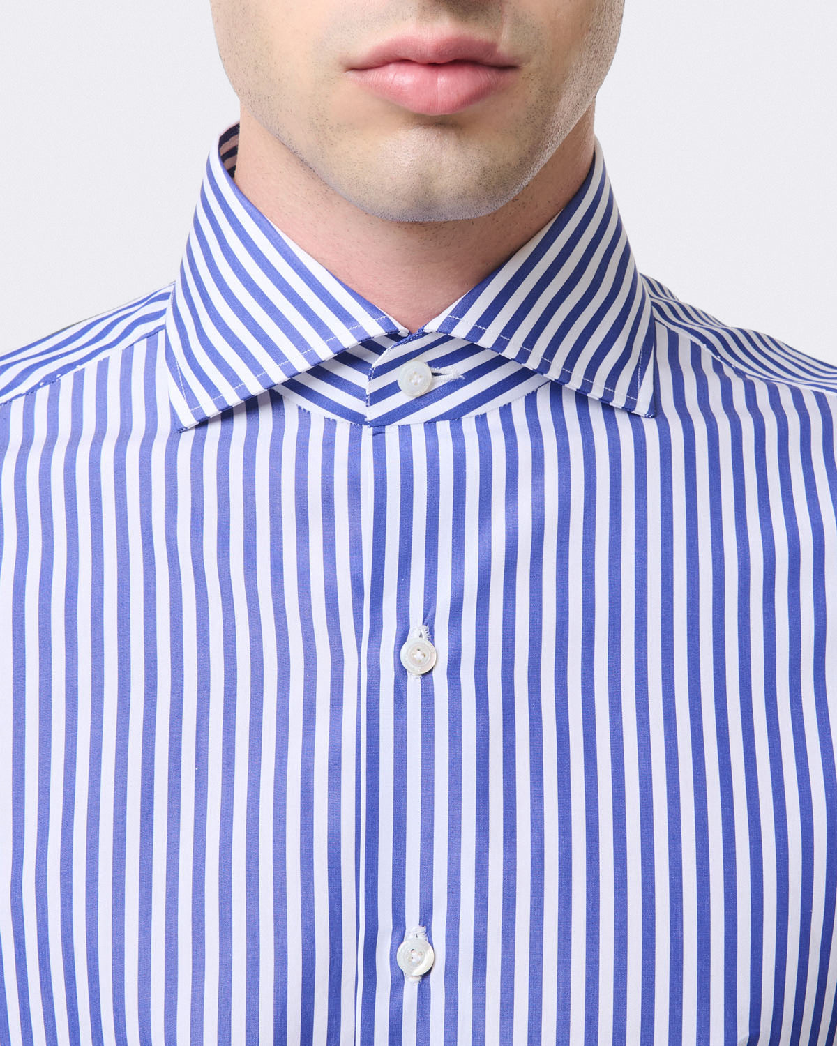 Dress shirt regular 170 a due striped blue Finamore 1925