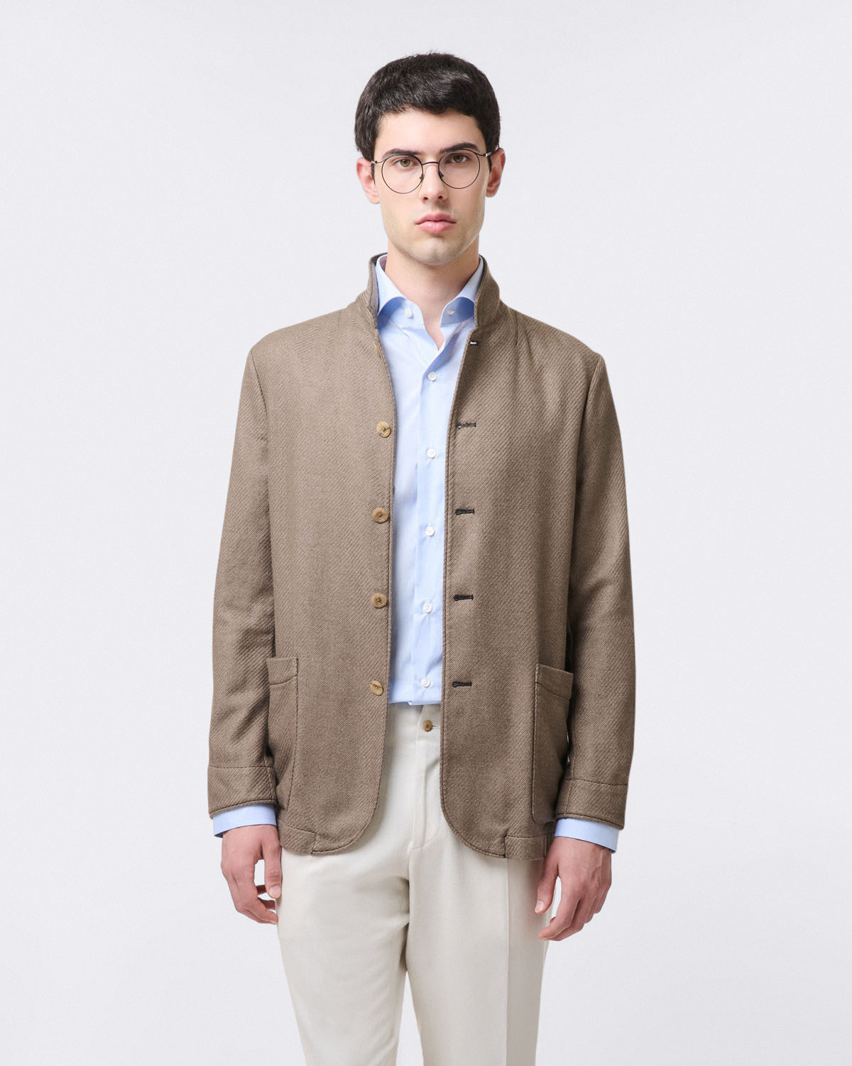 Napoli One Piece Collar shirt in white or light blue 170 a 2 fabric