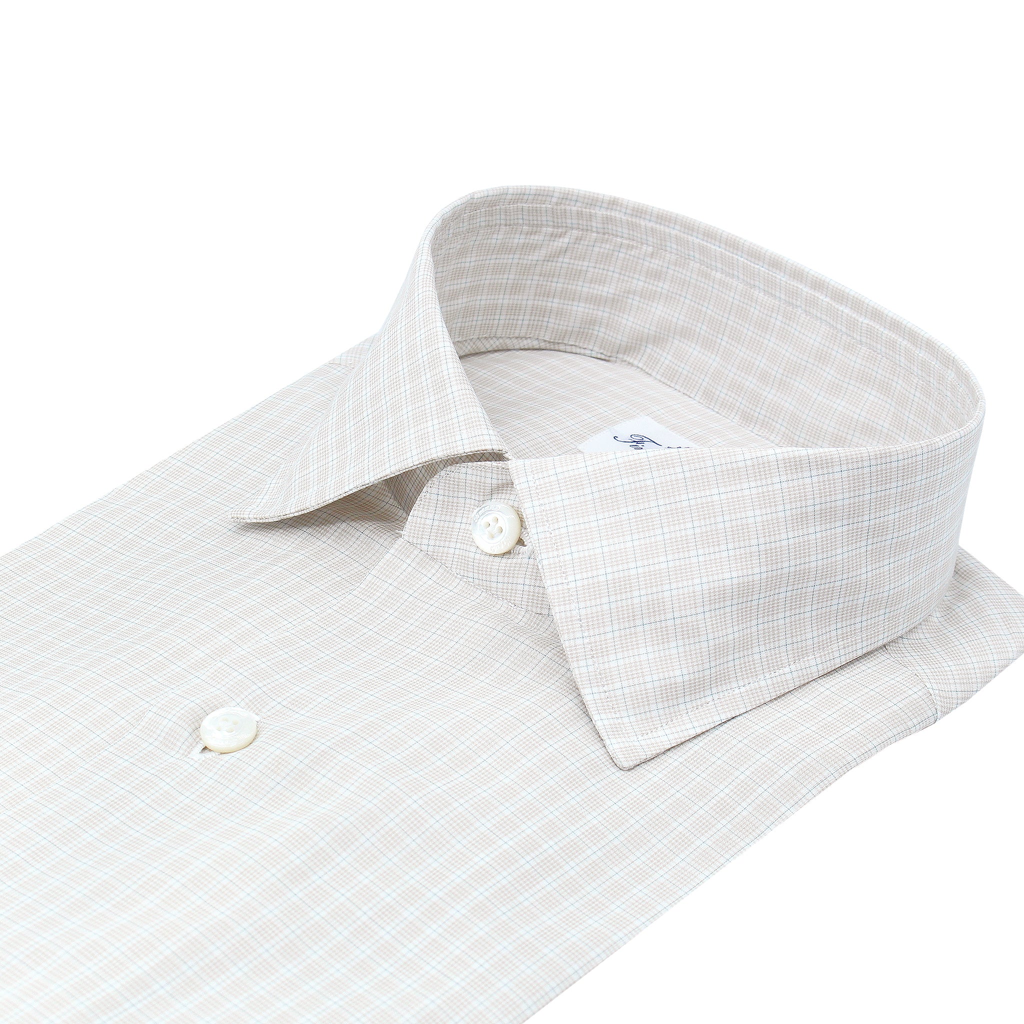 Classic Napoli regular shirt 170 a due beige micro checks