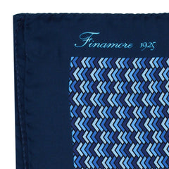 Silk pocket, blue border and geometric finamore