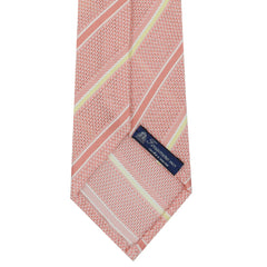 Anversa silk tie, pink background with yellow, white and pink stripes