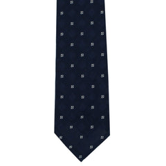 Anversa single-color blue silk tie with white patterns