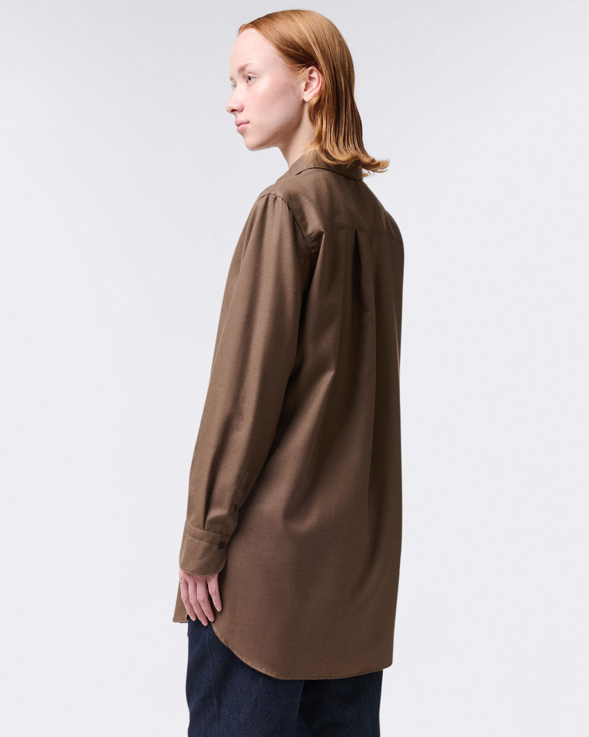 Women's over size shirt in brown cashmere