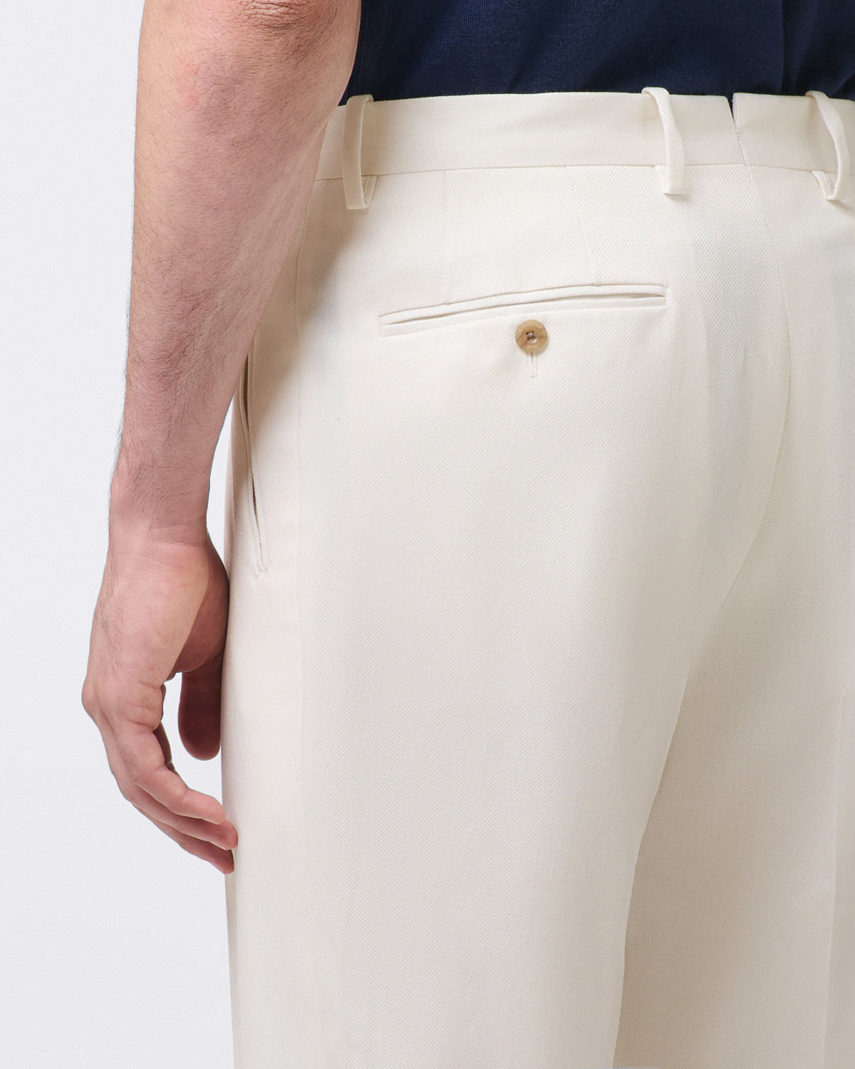 Classic Detroits white trouser with pleats in cotton and wool