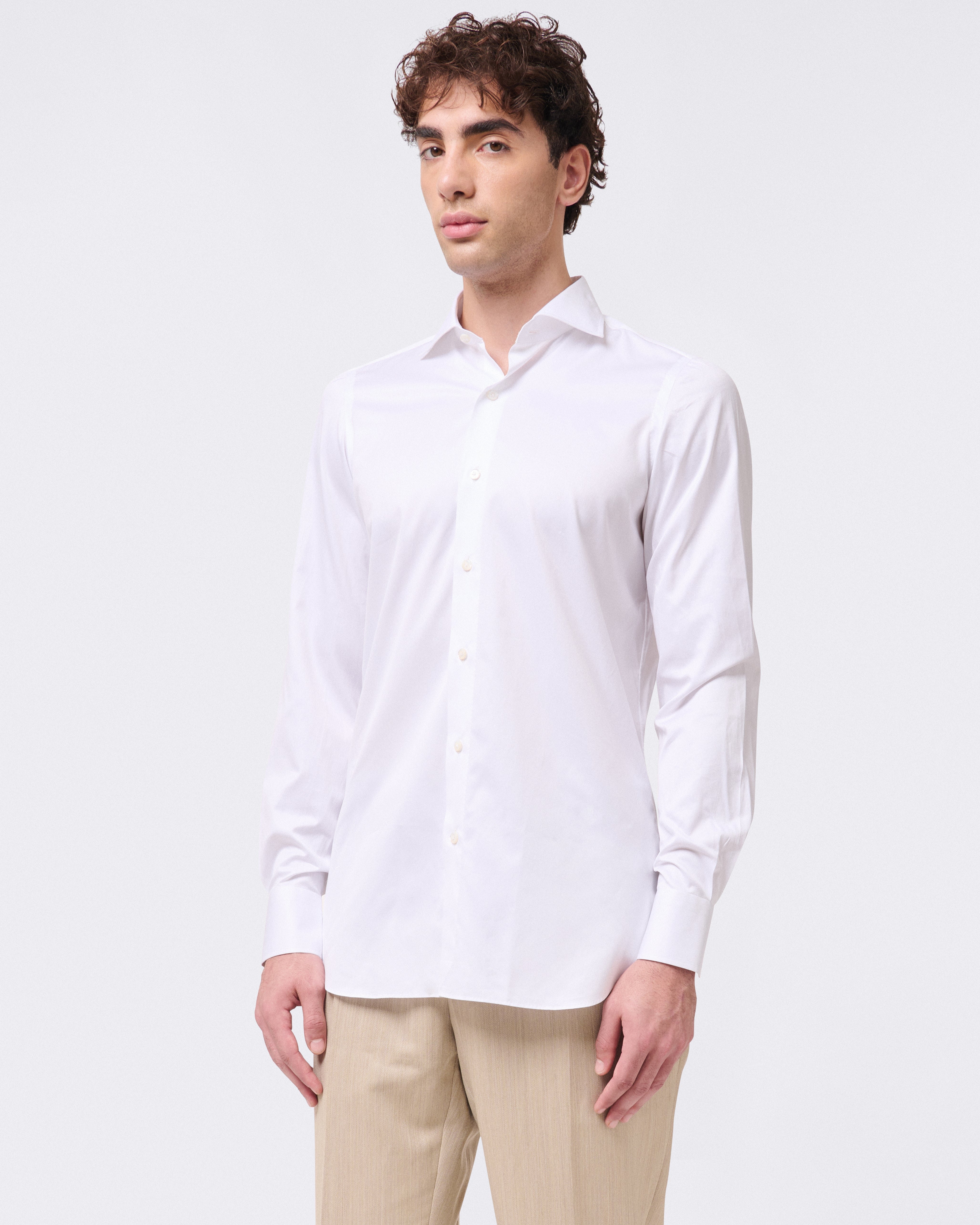 ESCLUSIVA classic shirt in white or light blu cotton Sea Island