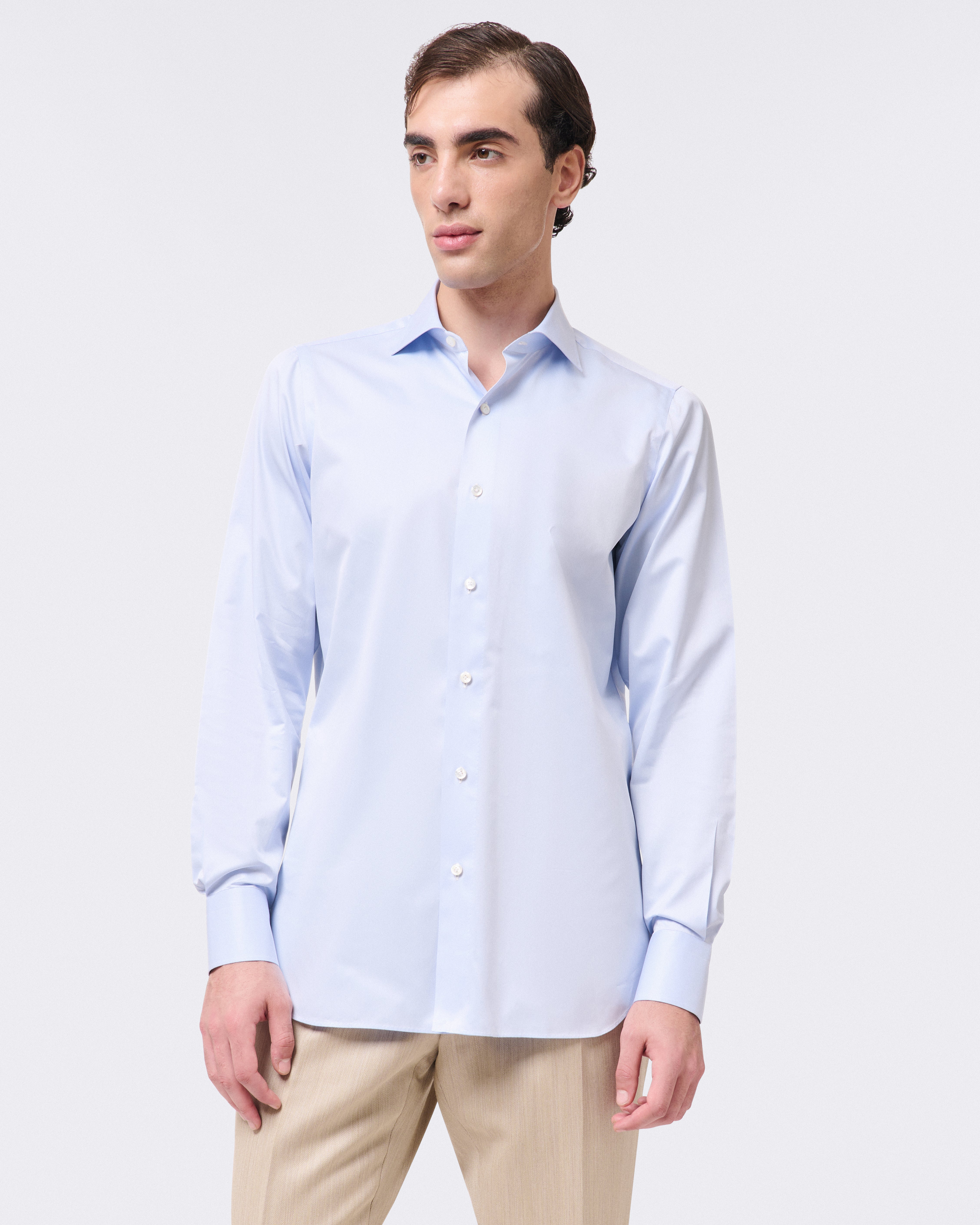 ESCLUSIVA classic shirt in white or light blu cotton Sea Island