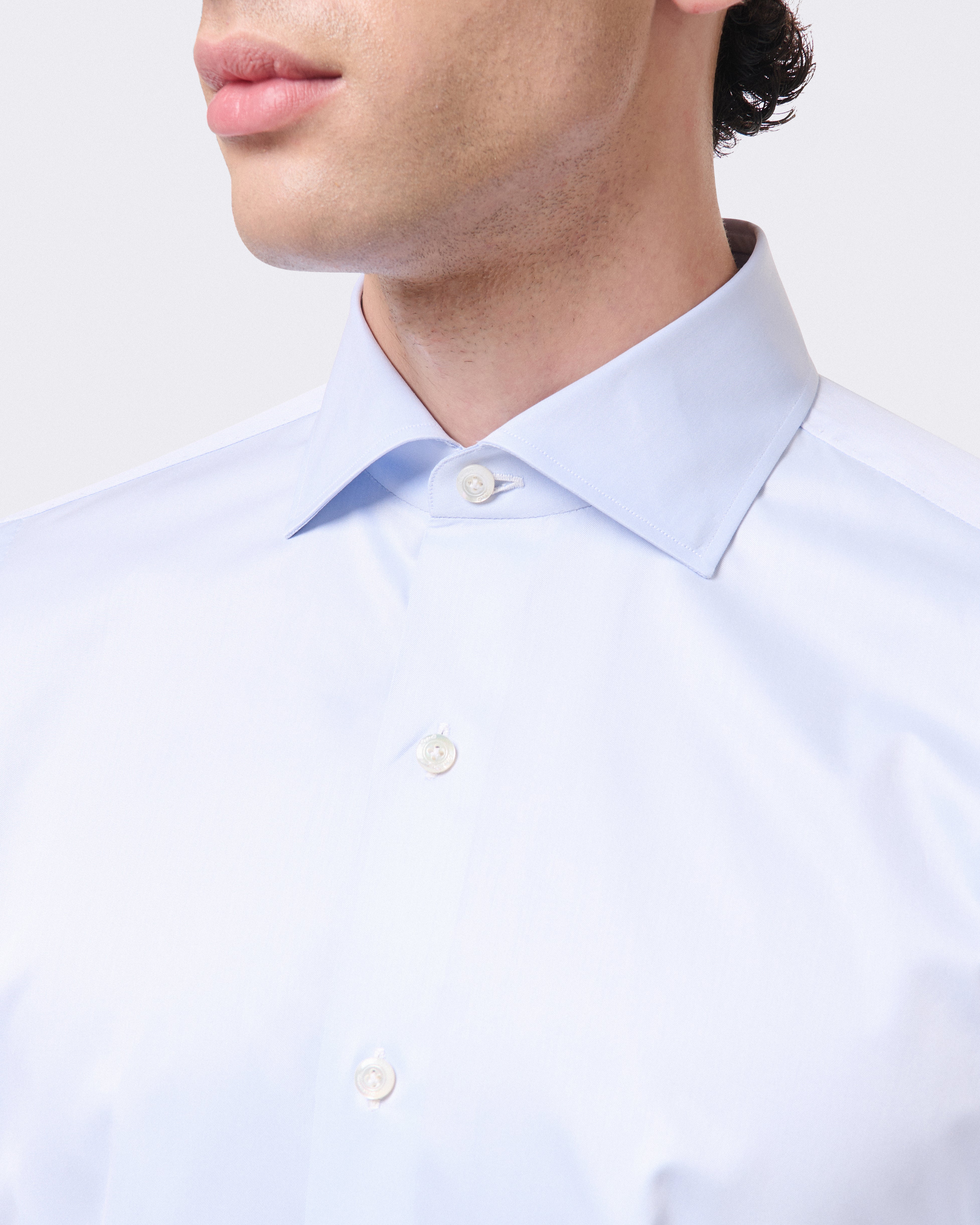 ESCLUSIVA classic shirt in white or light blu cotton Sea Island