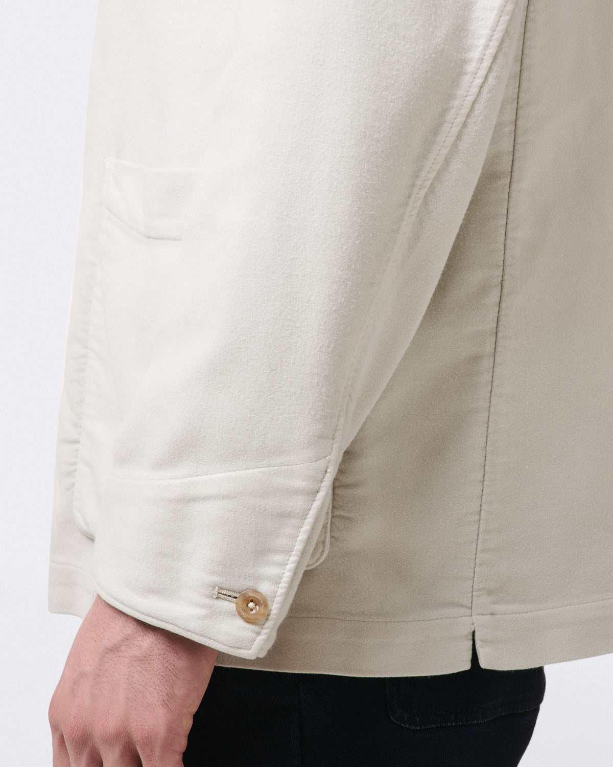 FransM over shirt in fustain. Beige or Light Blue. Garment dyed