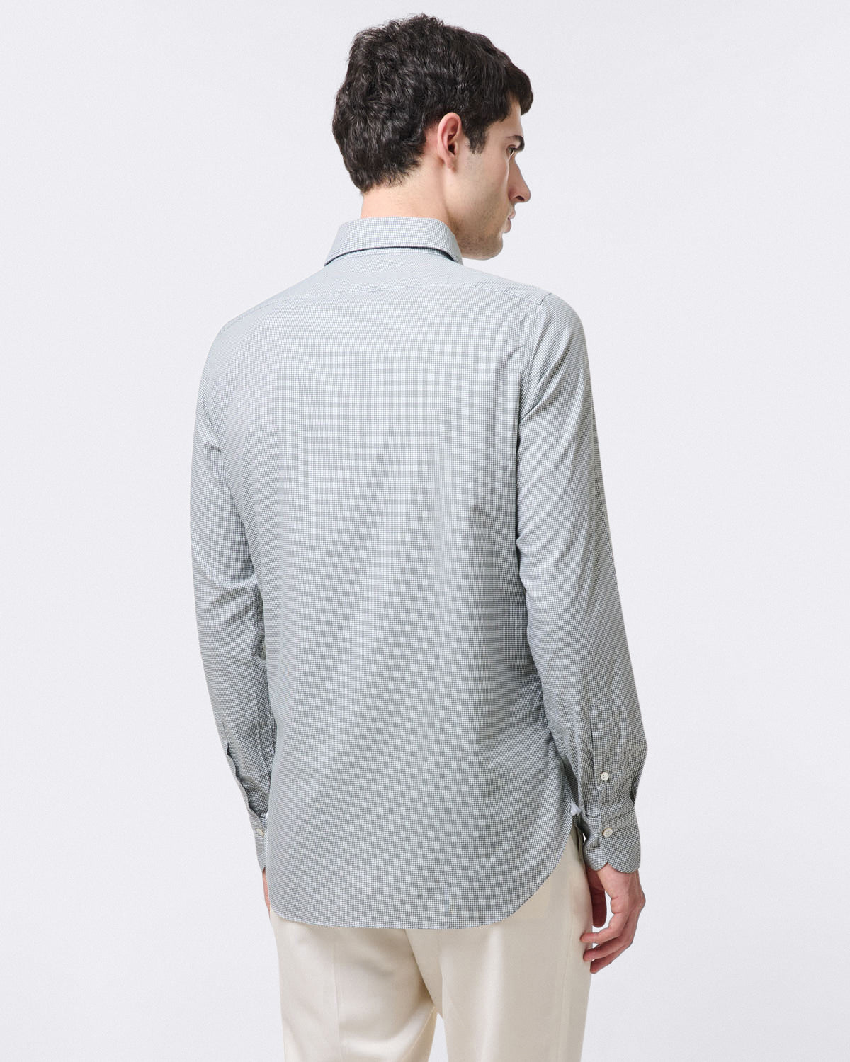 Gaeta regular sport shirt in green micro check cotton