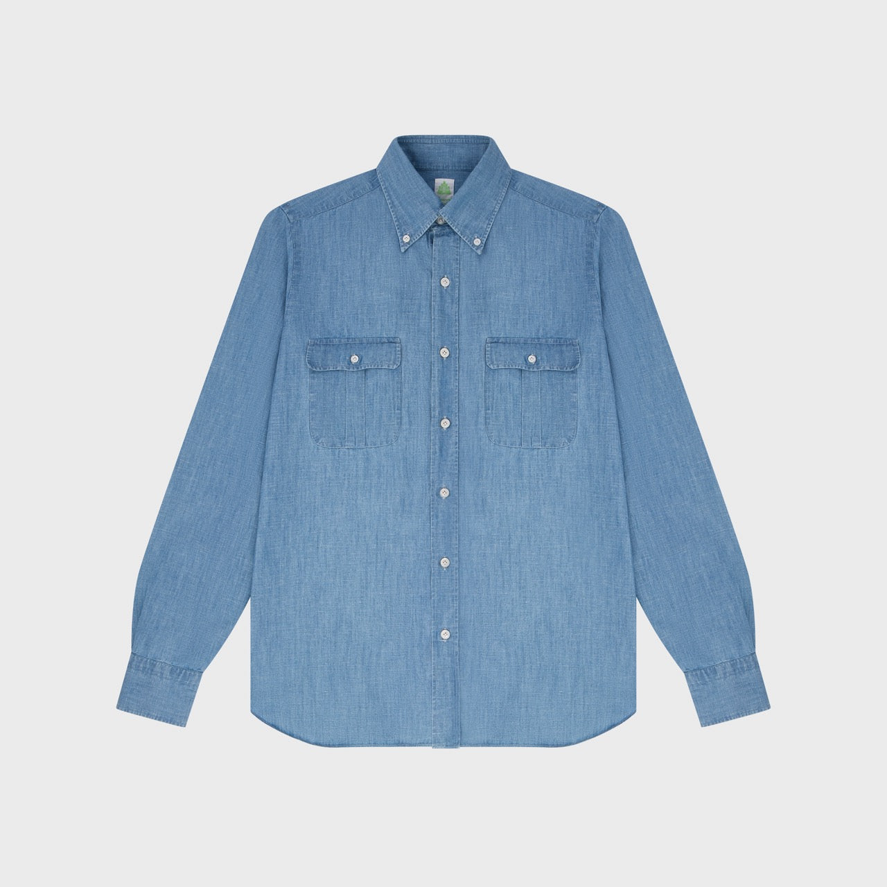 Gaeta shirt regular fit cotton-linen indaco denim vintage wash Lucio button-down collar
