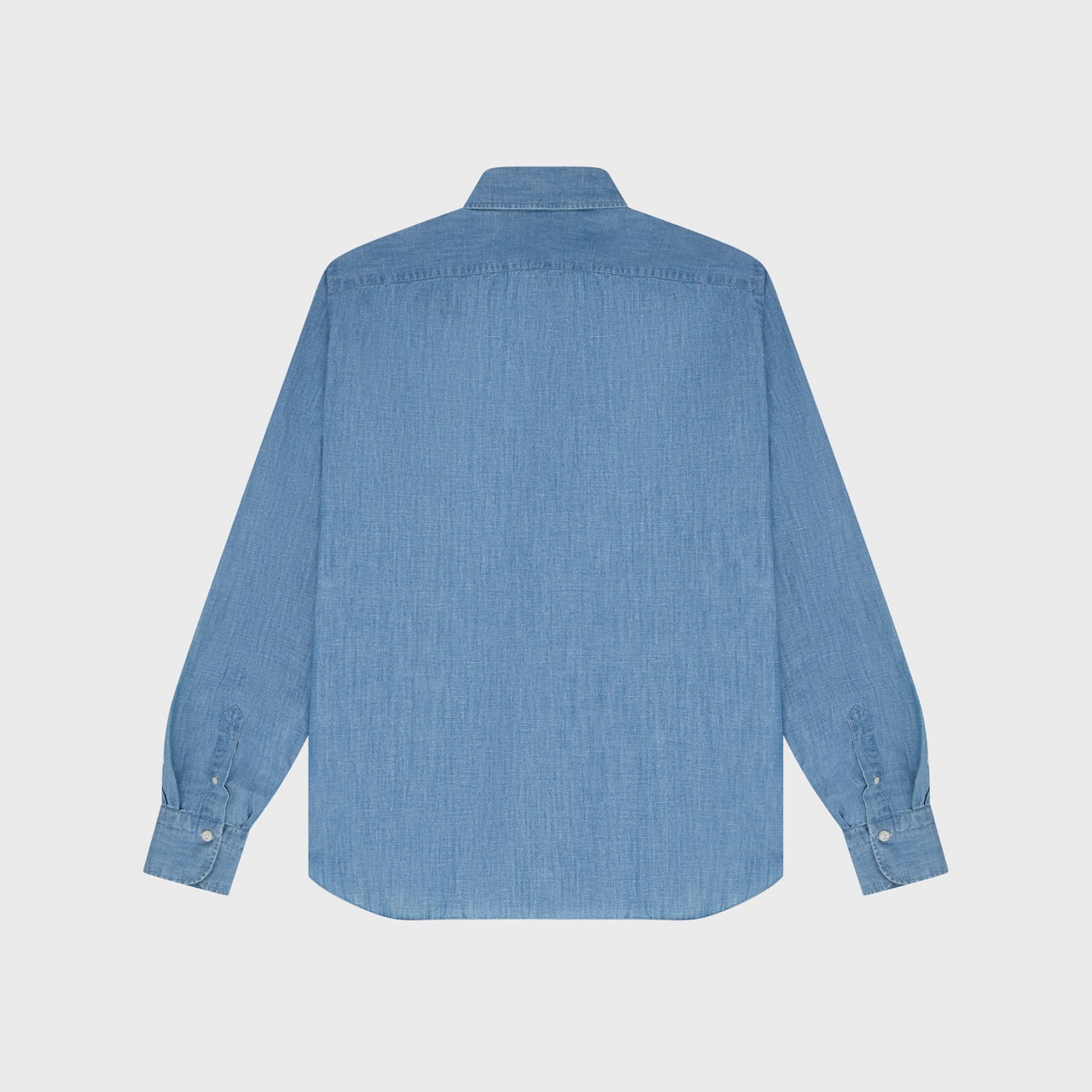 Gaeta shirt regular fit cotton-linen indaco denim vintage wash Lucio button-down collar