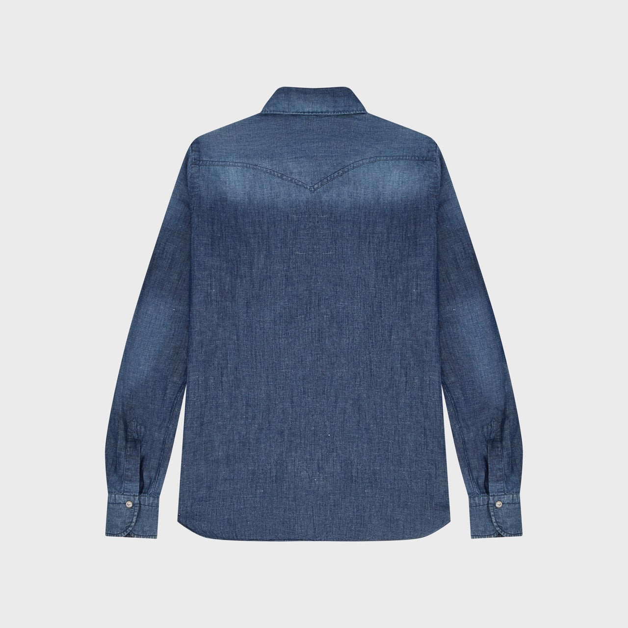 Gaeta western shirt regular fit cotton-linen indaco denim vintage wash Luigi collar