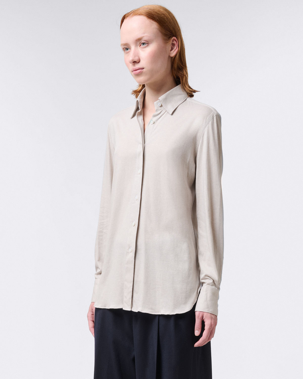 Ivana classic women's shirt in cotton and cashmere jersey