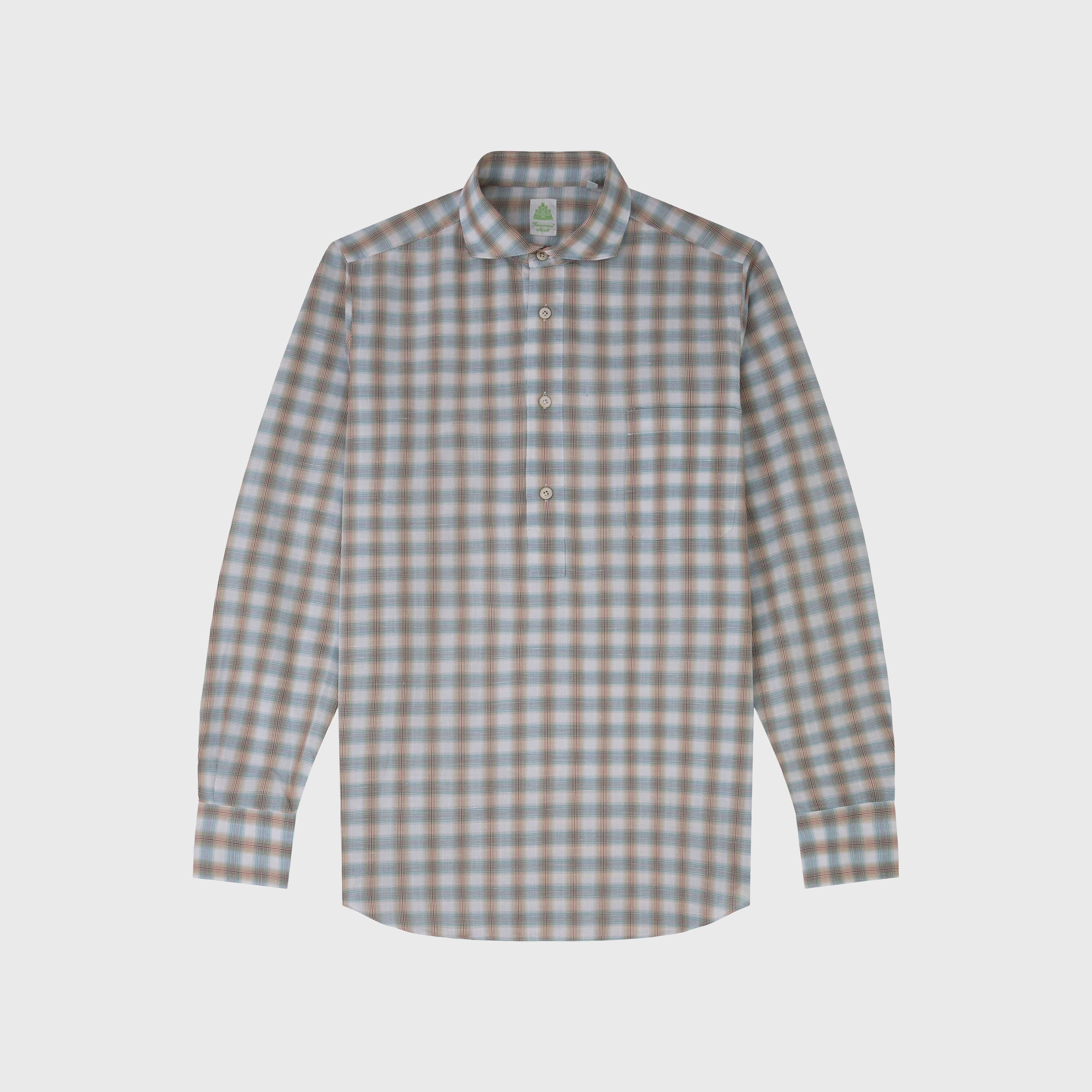 Miami polo shirt regular fit cotton linen check Achille collar