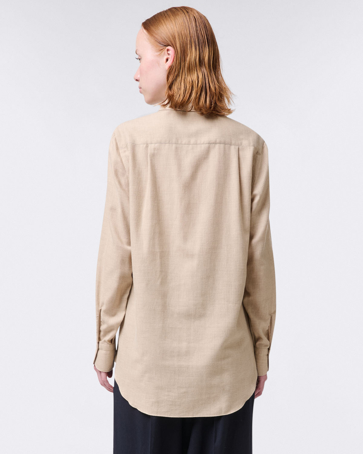 Camicia da donna in tessuto Alumo cotone e cashmere con tasche anteriori