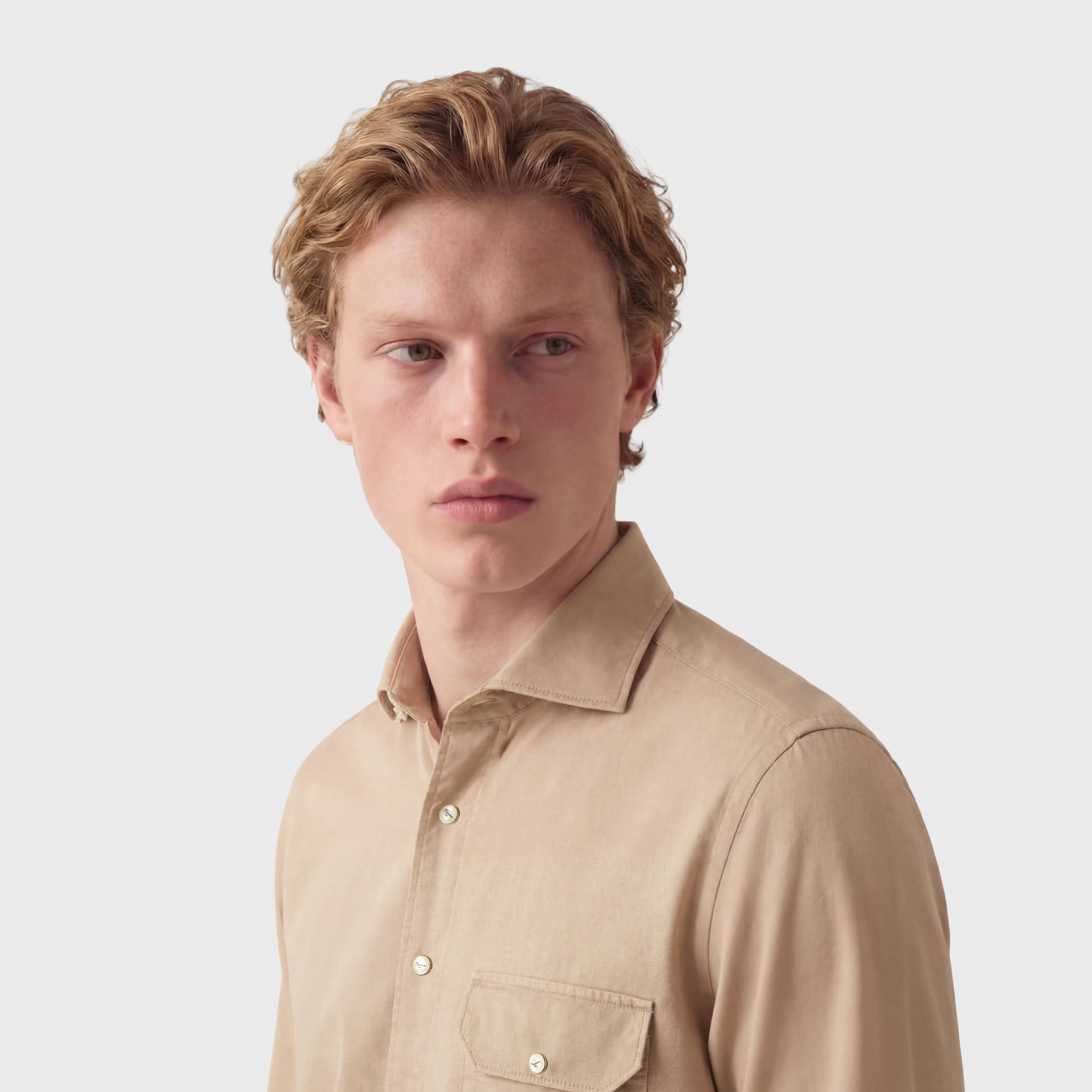 Maratea sport shirt regular fit cotton gabardine enzymed Achille collar