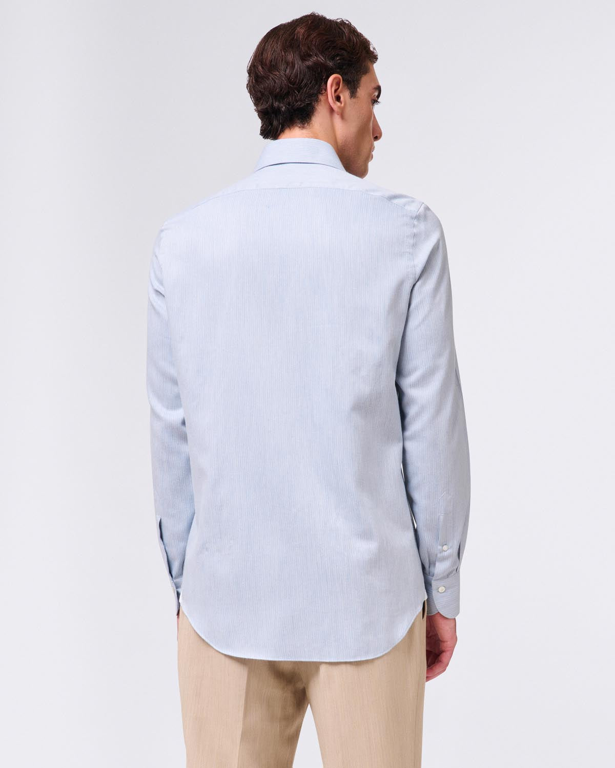 Classic slim fit Milano shirt striped cotton cashmere. Carlo Riva