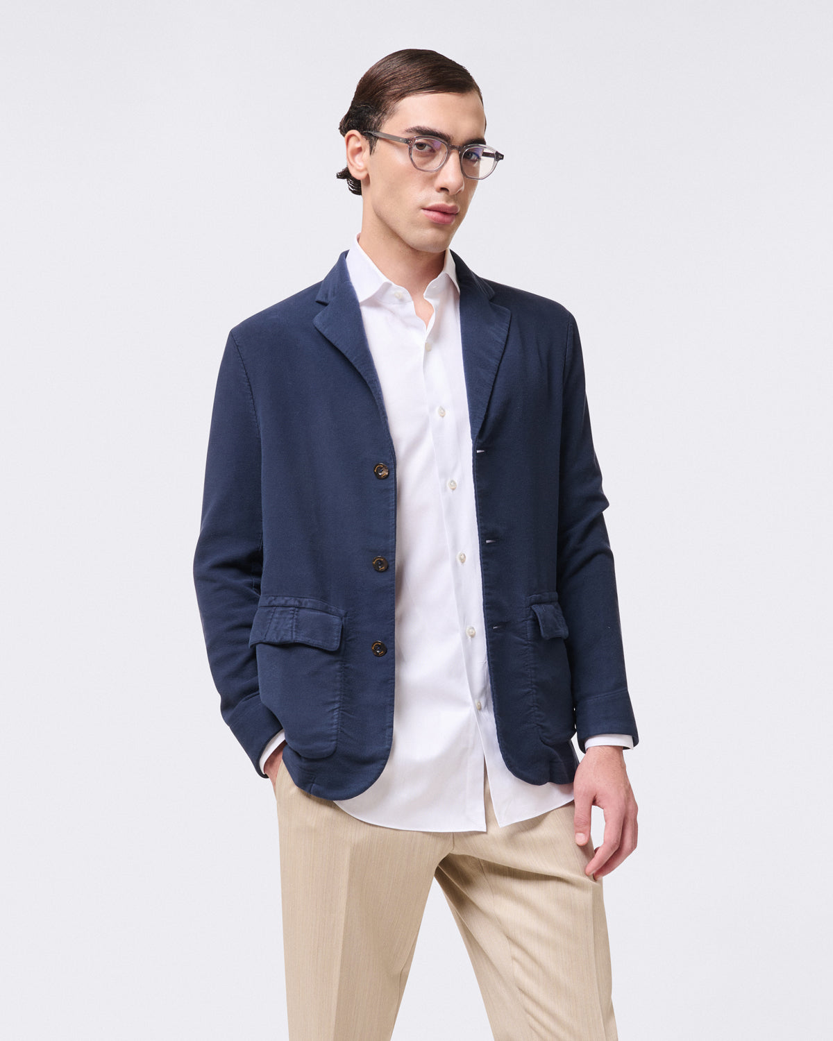 Classic slim fit Milano shirt in royal oxford cotton