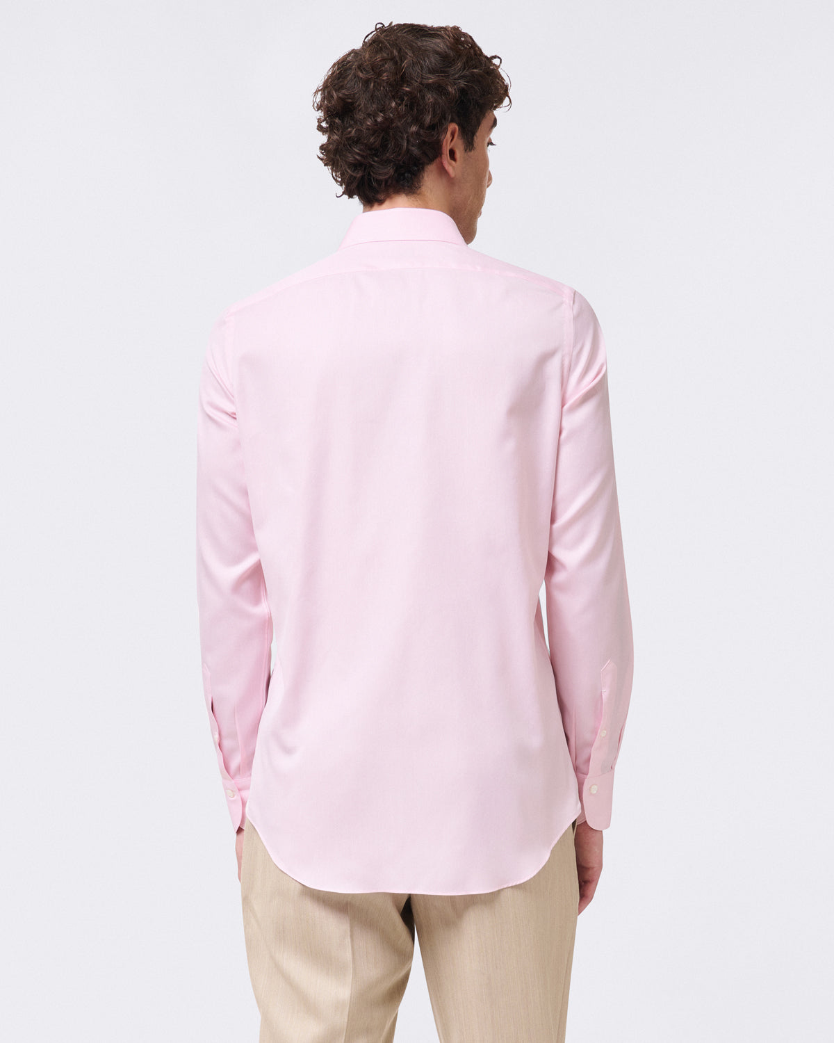Classic slim fit Milano shirt in white or pink cotton twill