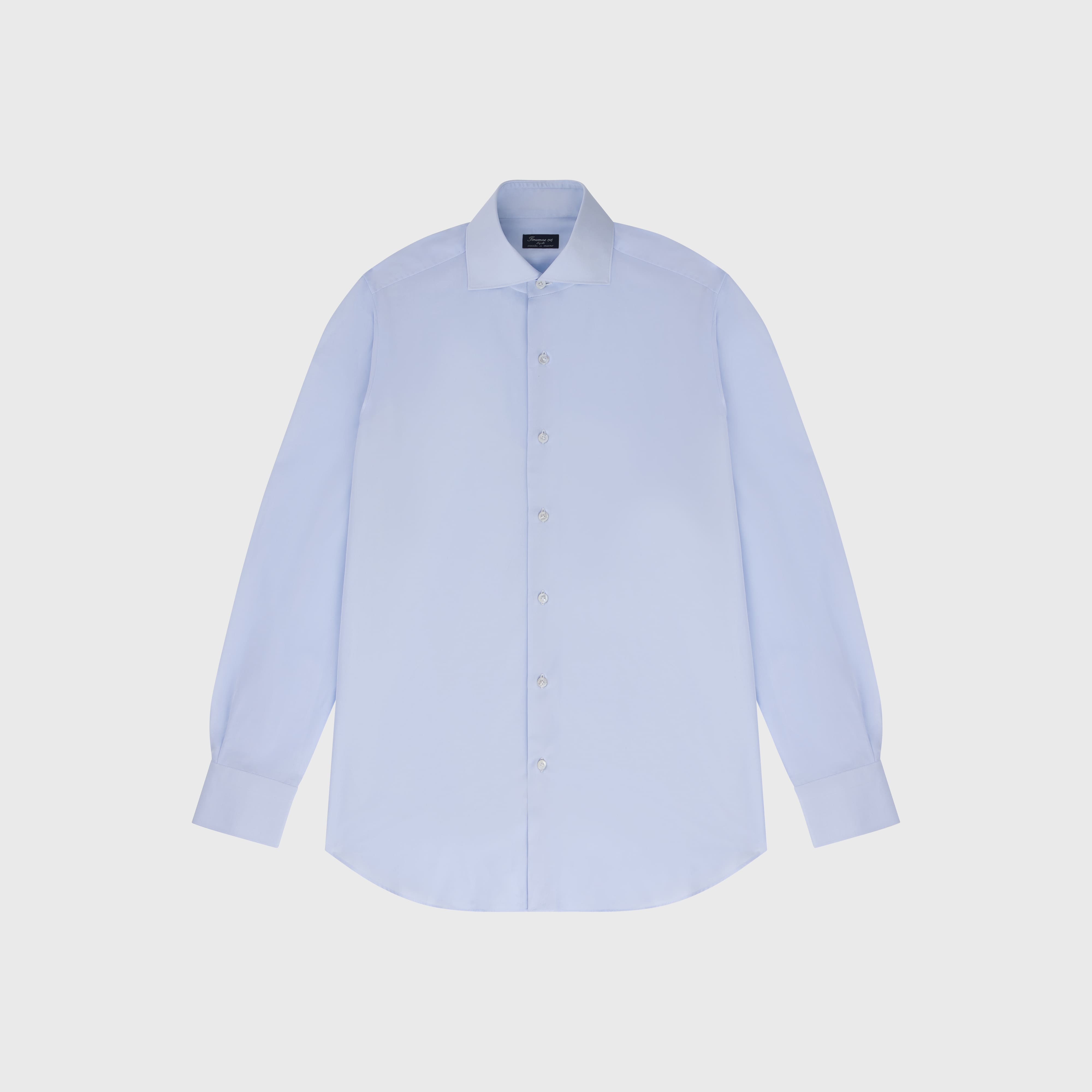 Camicia Milano classica slim fit in cotone con collo francese, azzurra