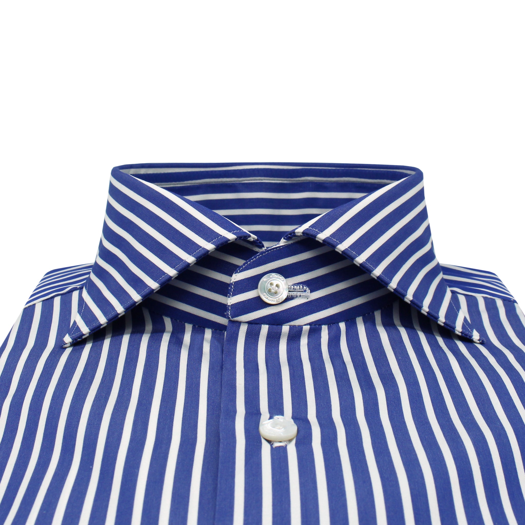 Naples shirt with classic fit in blue wide stripe cotton