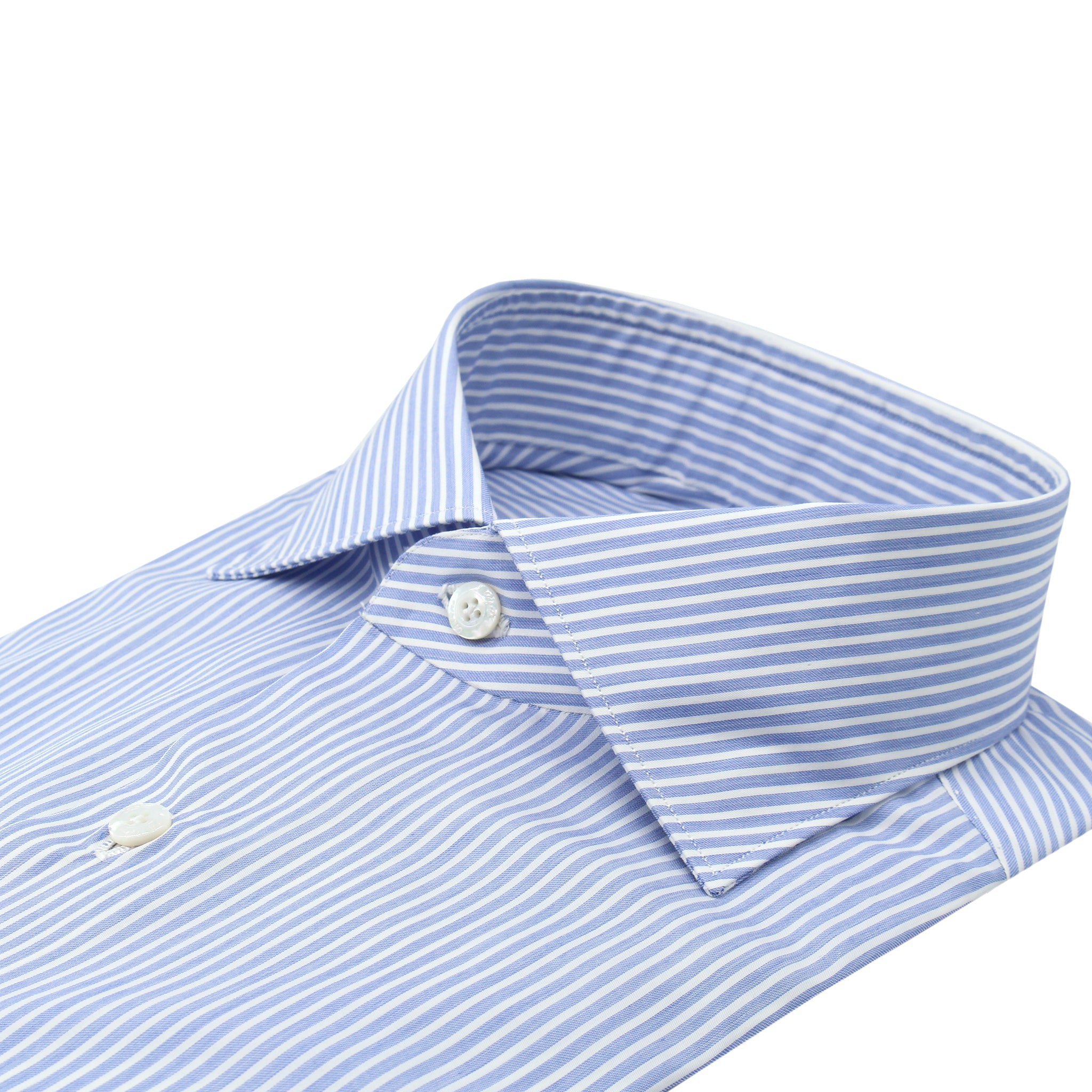 Classic Milano slim fit shirt in light blue striped cotton