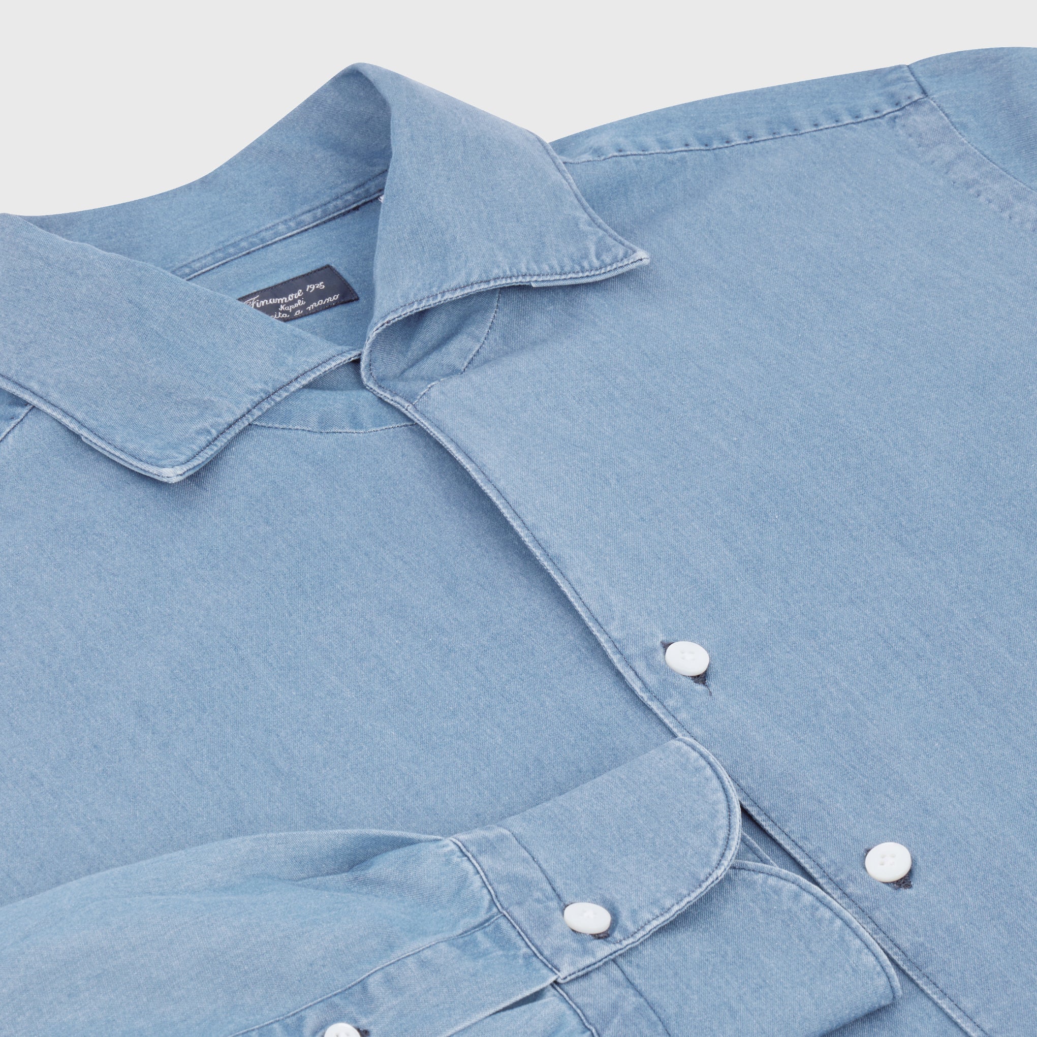 Milano shirt slim fit cotton denim super bleach Ustica collar