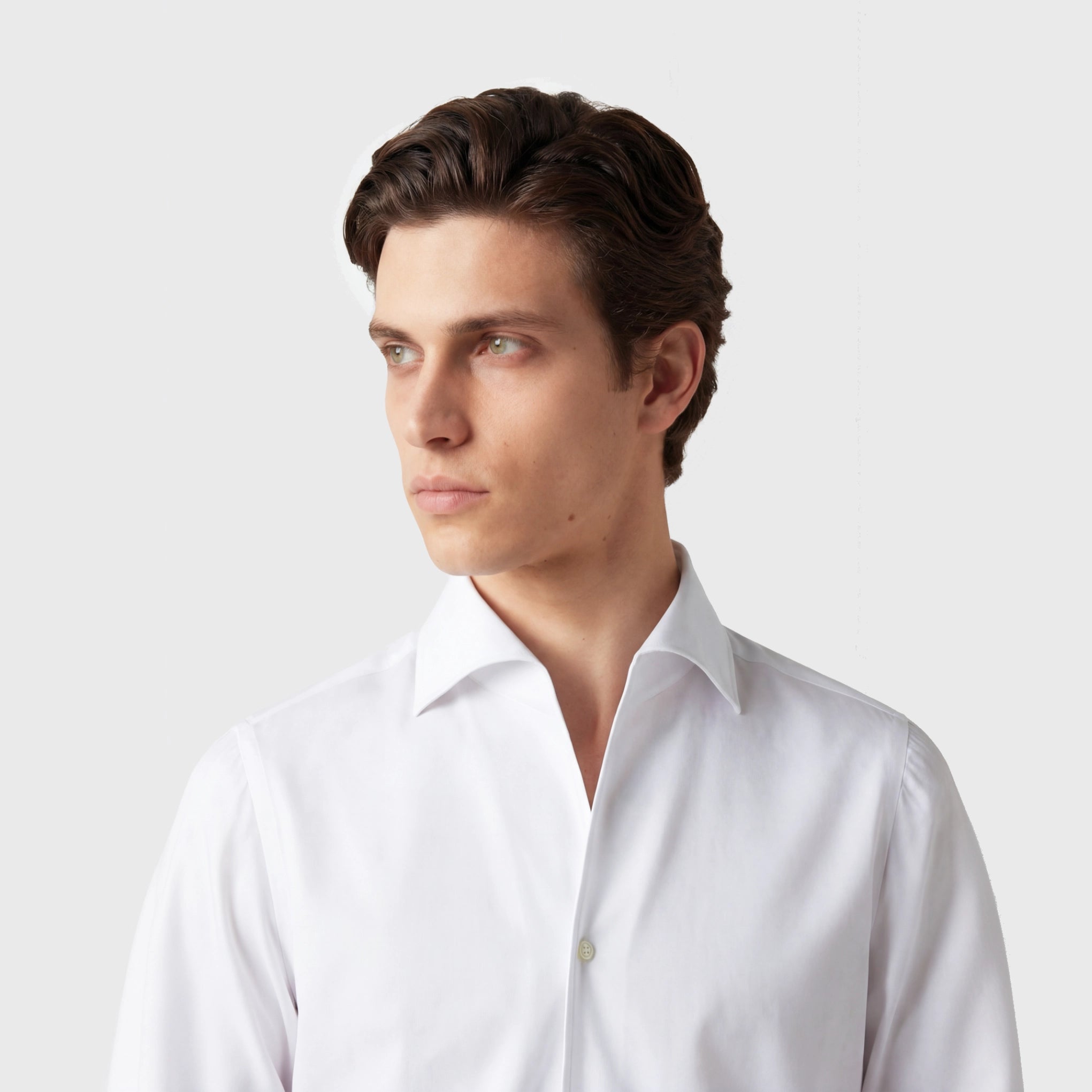 Classic slim fit Milano twill cotton shirt. One Piece Collar