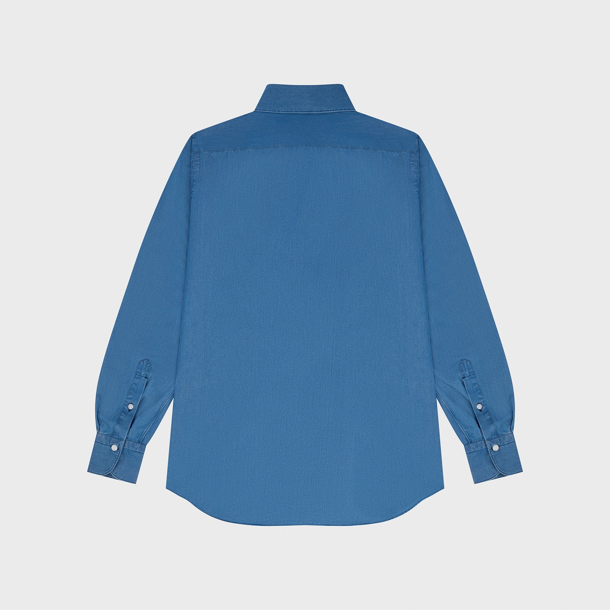 Classic slim fit Milano denim shirt. One Piece Collar