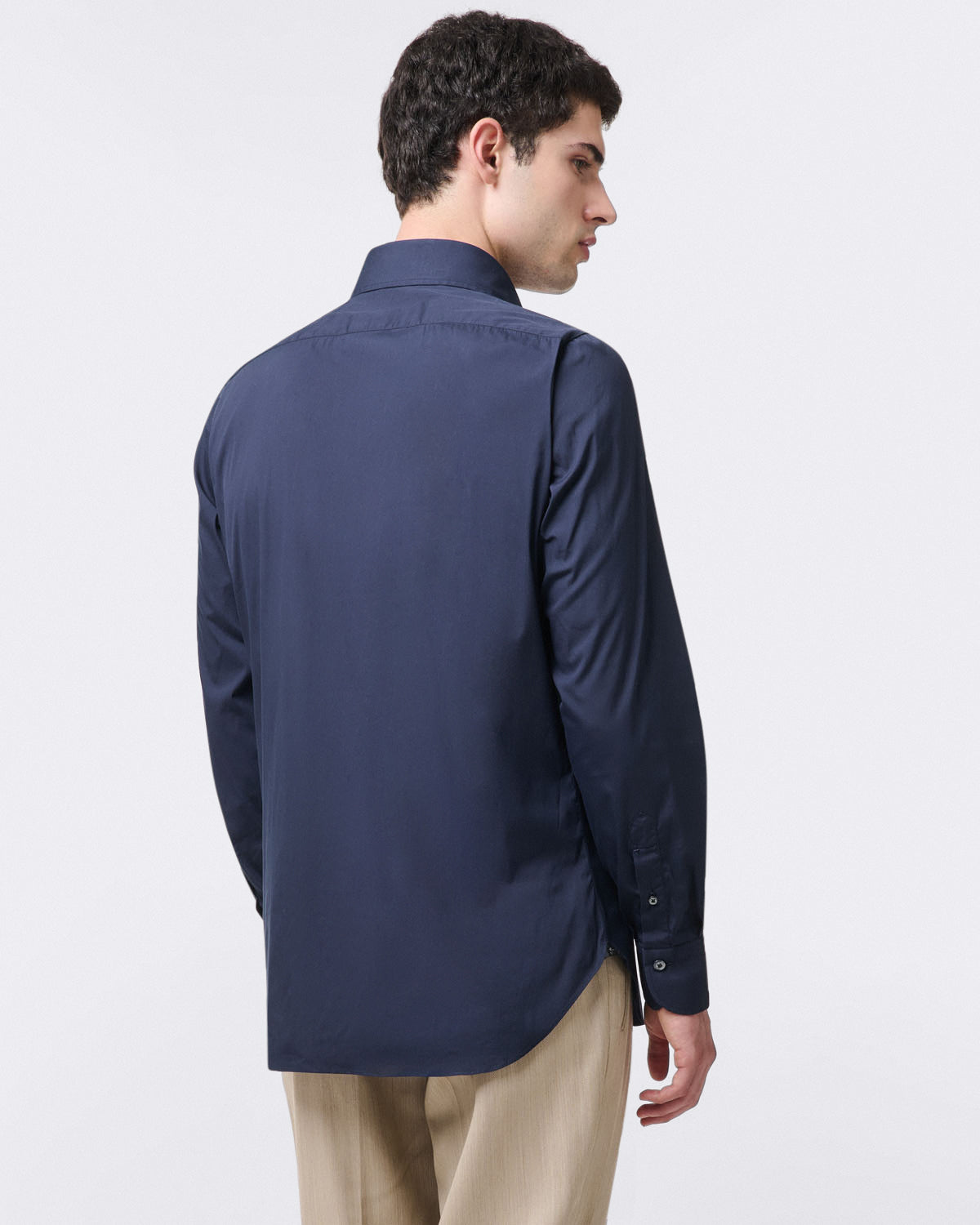 Napoli regular fit dark blue stretch shirt