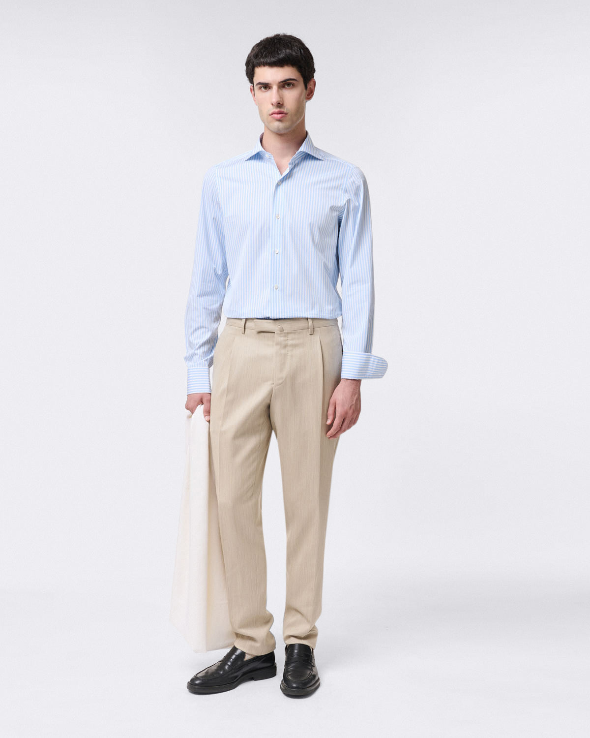 Napoli classic regular shirt in striped popeline cotton