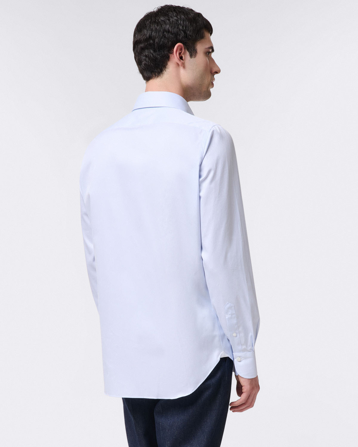 Classic Napoli shirt in white cotton pique with light blue details