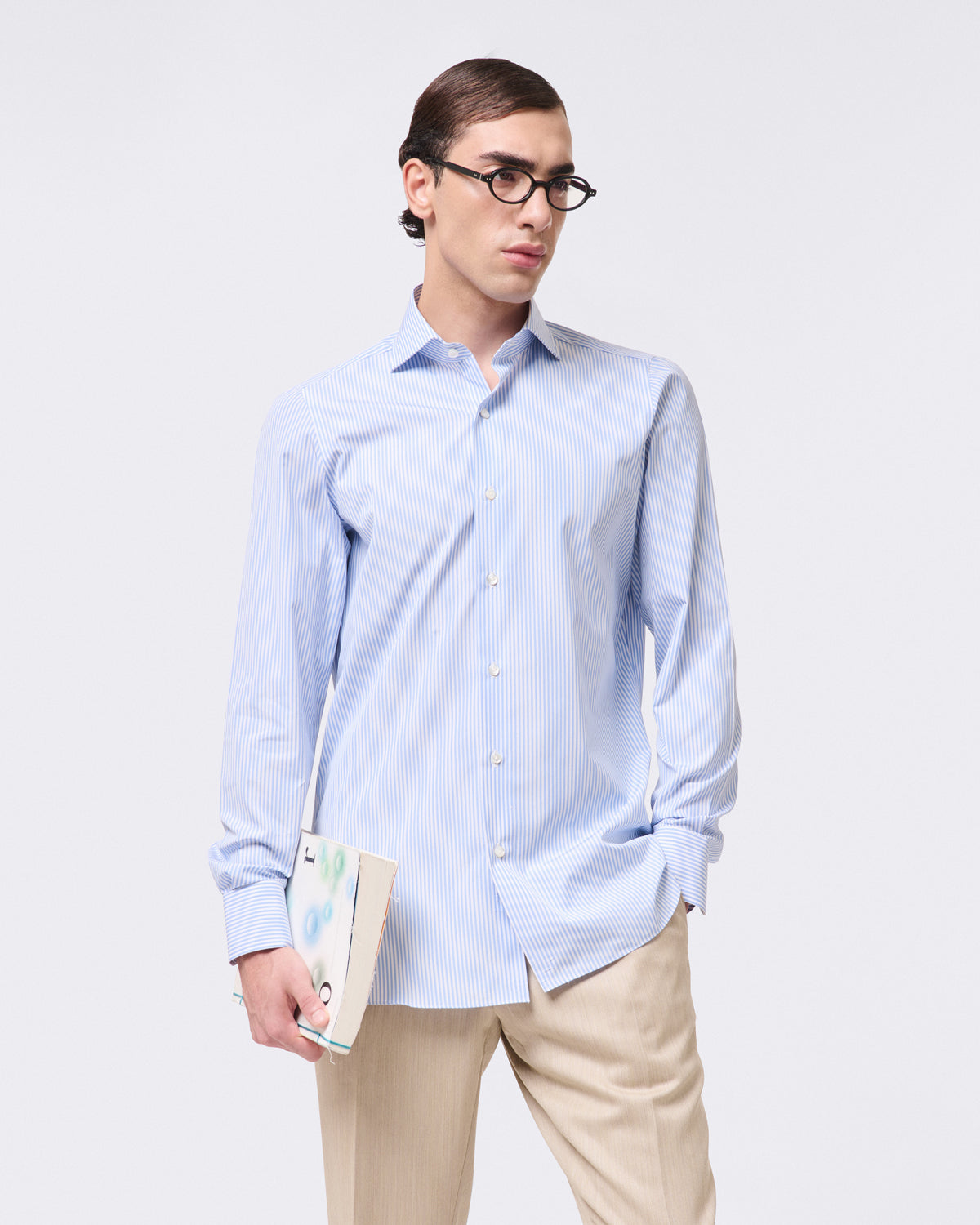 Classic regular fit striped Napoli shirt in 120/2 cotton