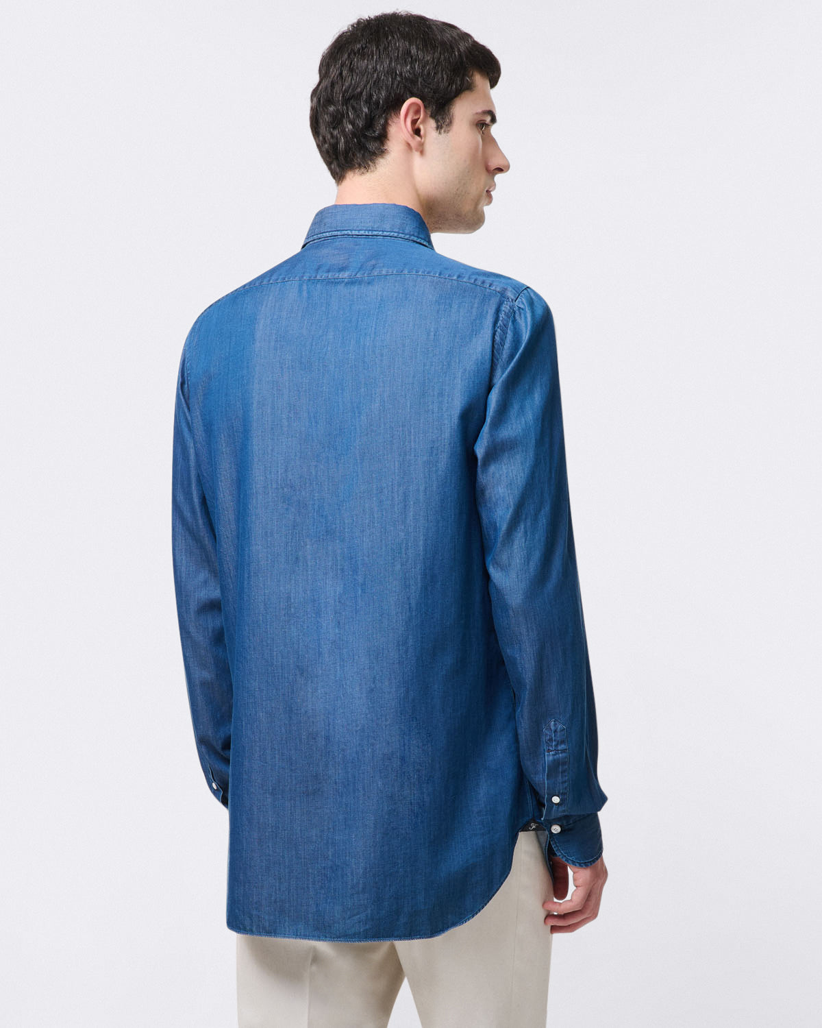 Classic Napoli shirt in Giza 45 Bleach denim