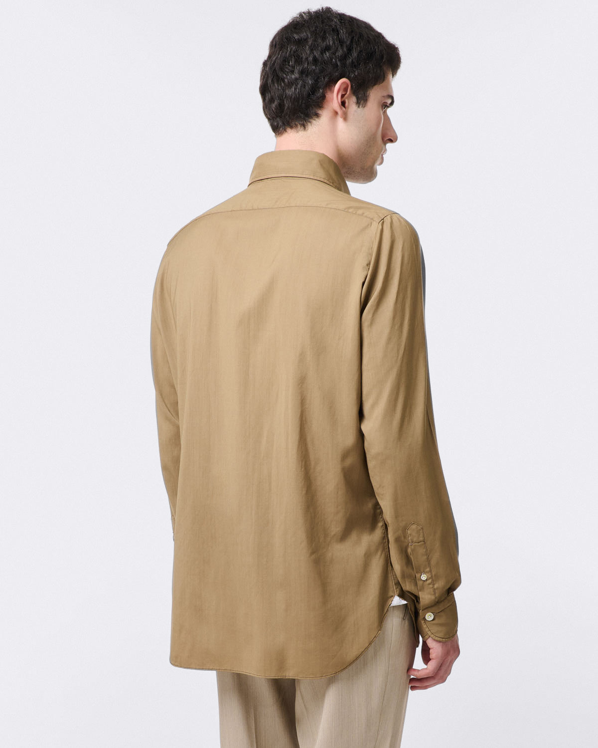 Classic Napoli shirt in virgin wool and cashmere. Garment dyed