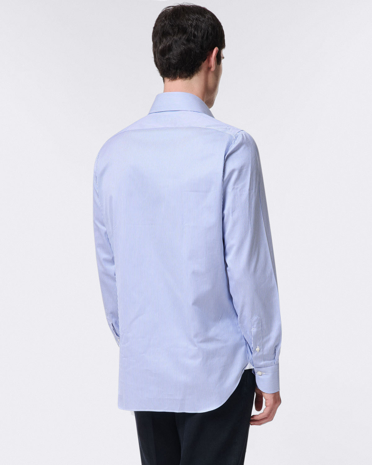 Classic regular shirt Napoli in blue striped cotton twill 120/2
