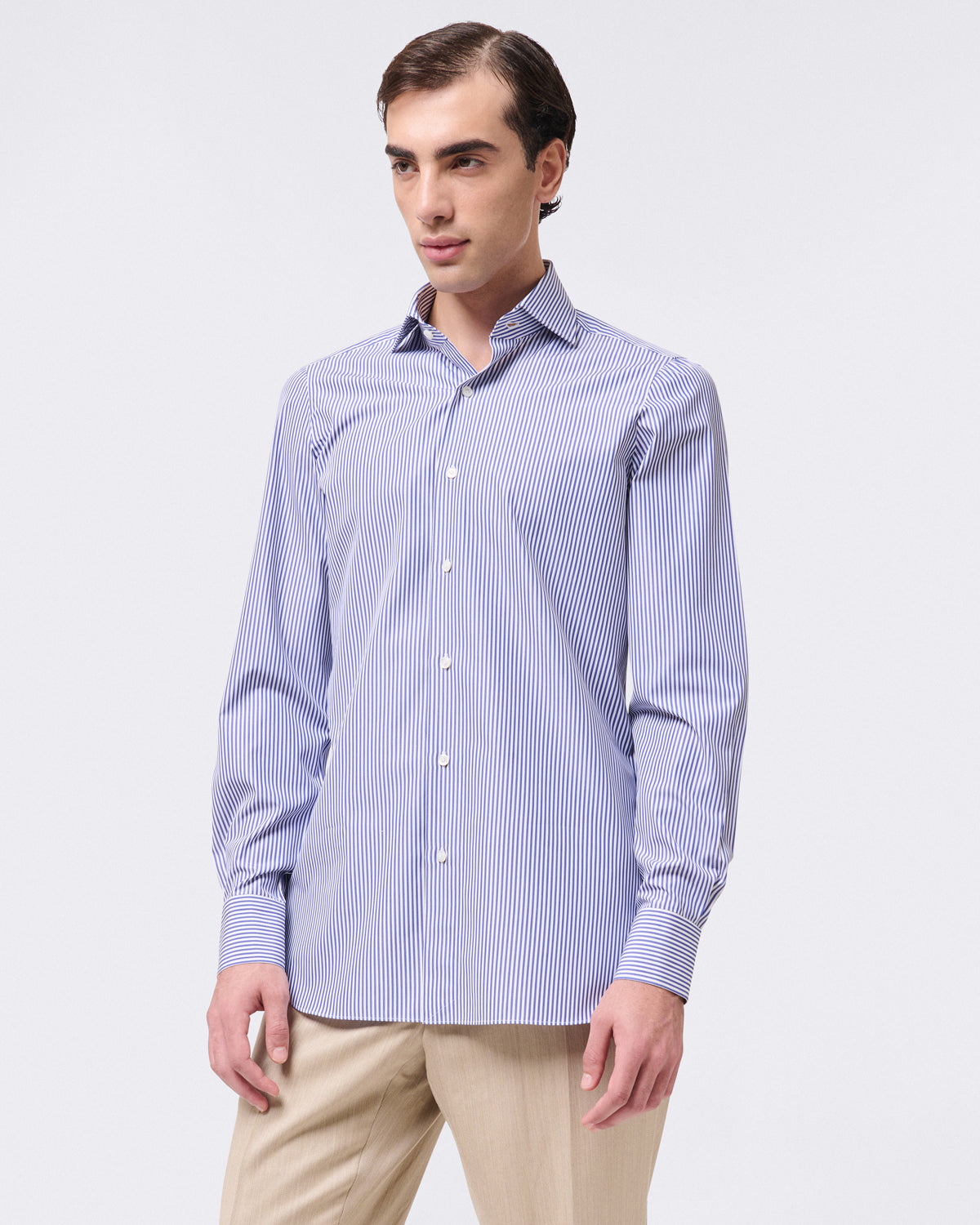 Classic regular fit striped Napoli shirt in 120/2 cotton