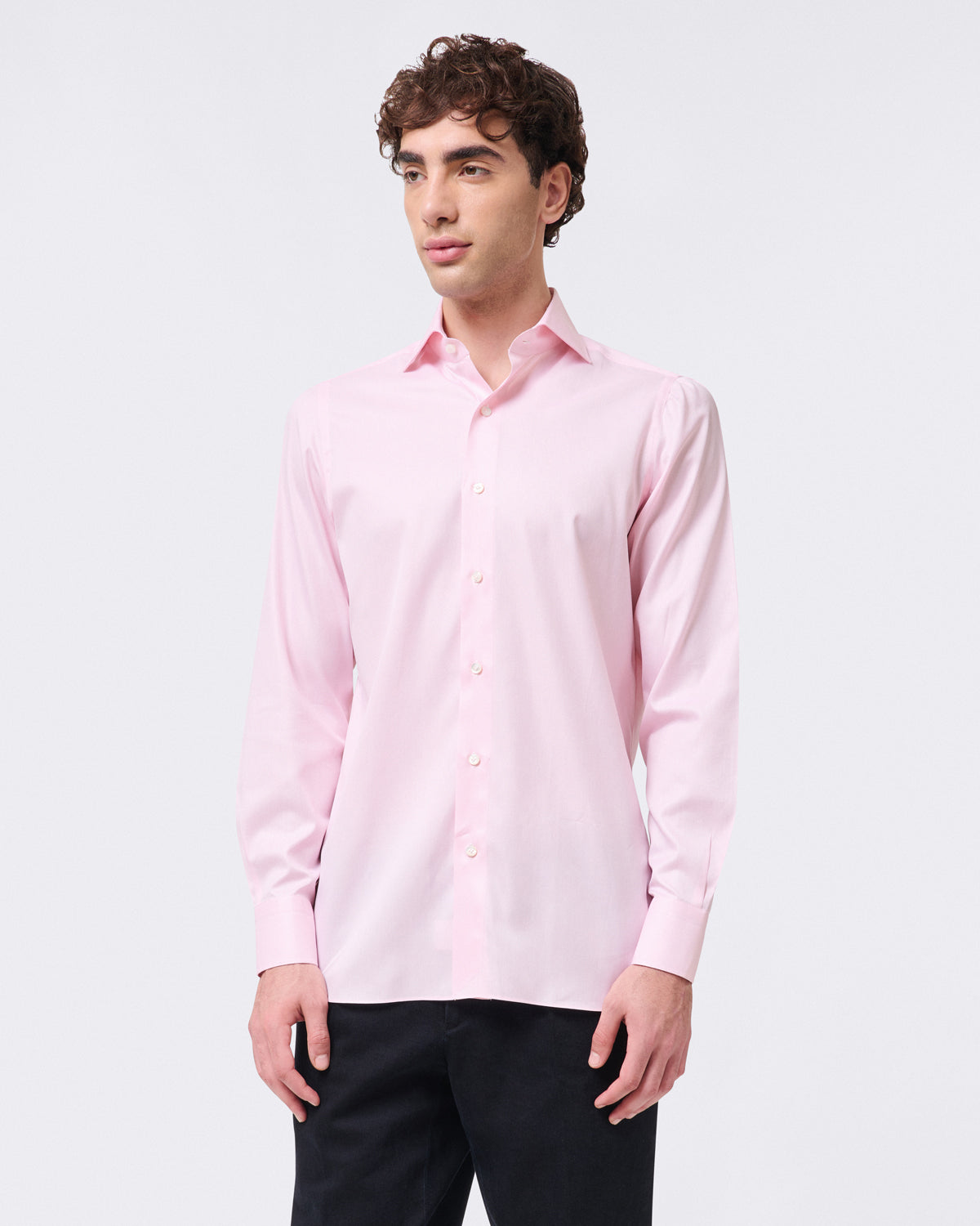 Classic regular fit Napoli shirt in 120/2 cotton twill White or pink