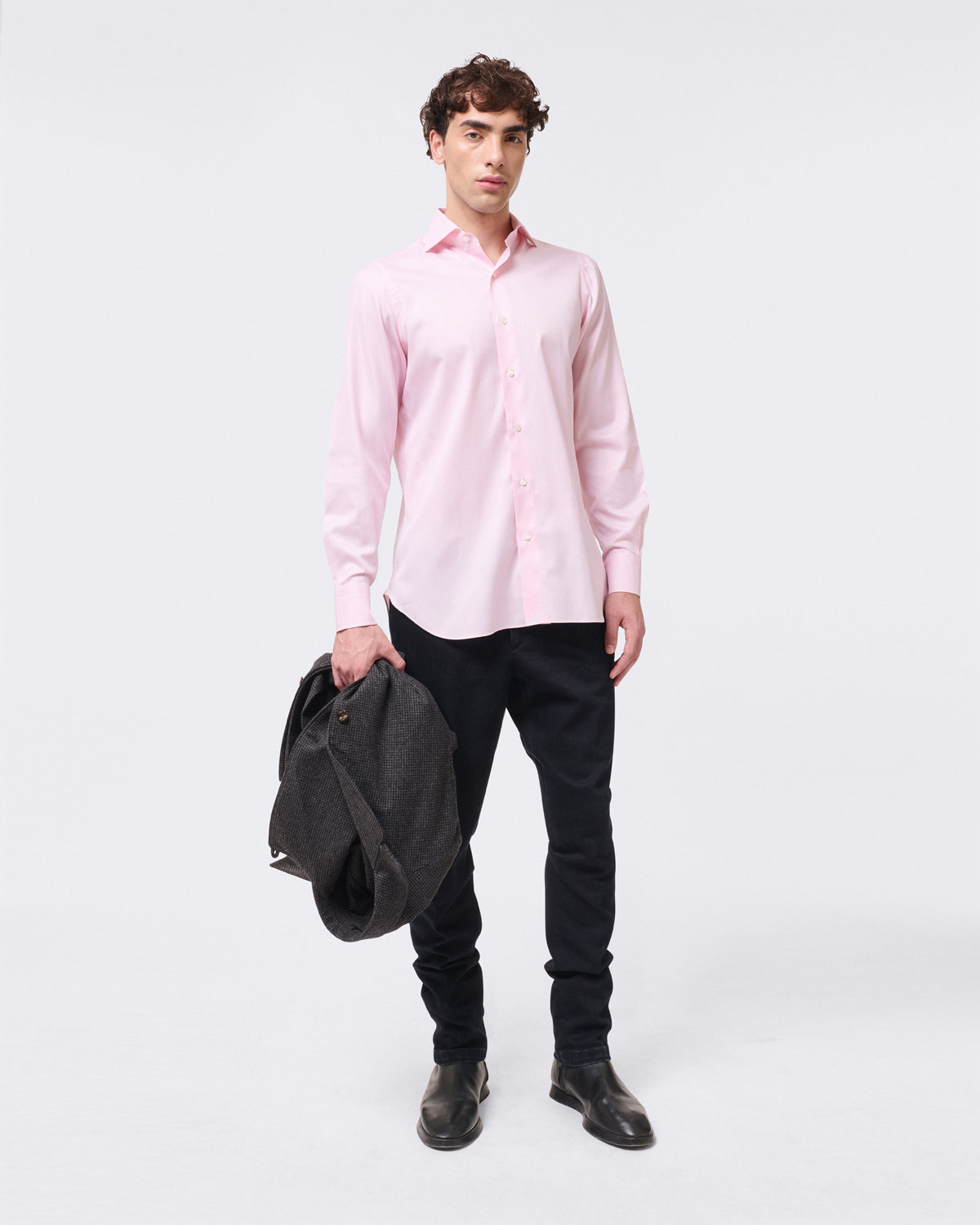 Classic regular fit Napoli shirt in 120/2 cotton twill White or pink