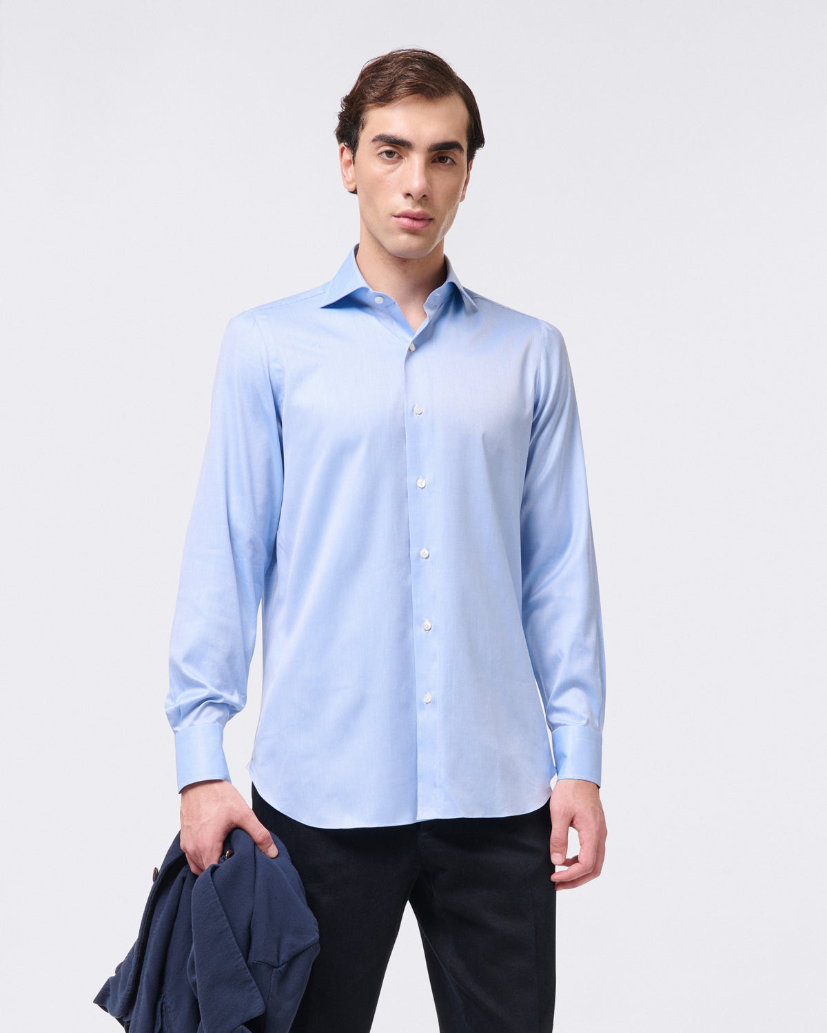 Classic regular fit Napoli shirt in 120/2 cotton twill White or pink