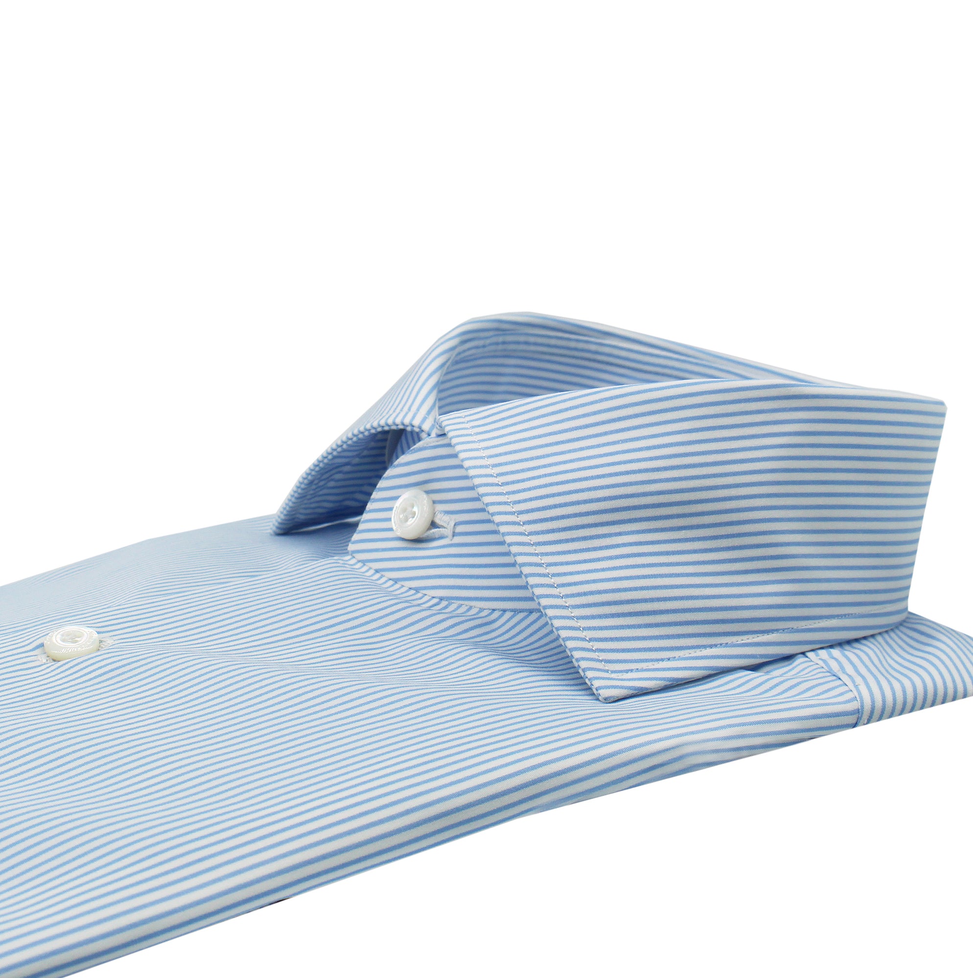 Classic fit Napoli cotton shirt white bottom striped light blue