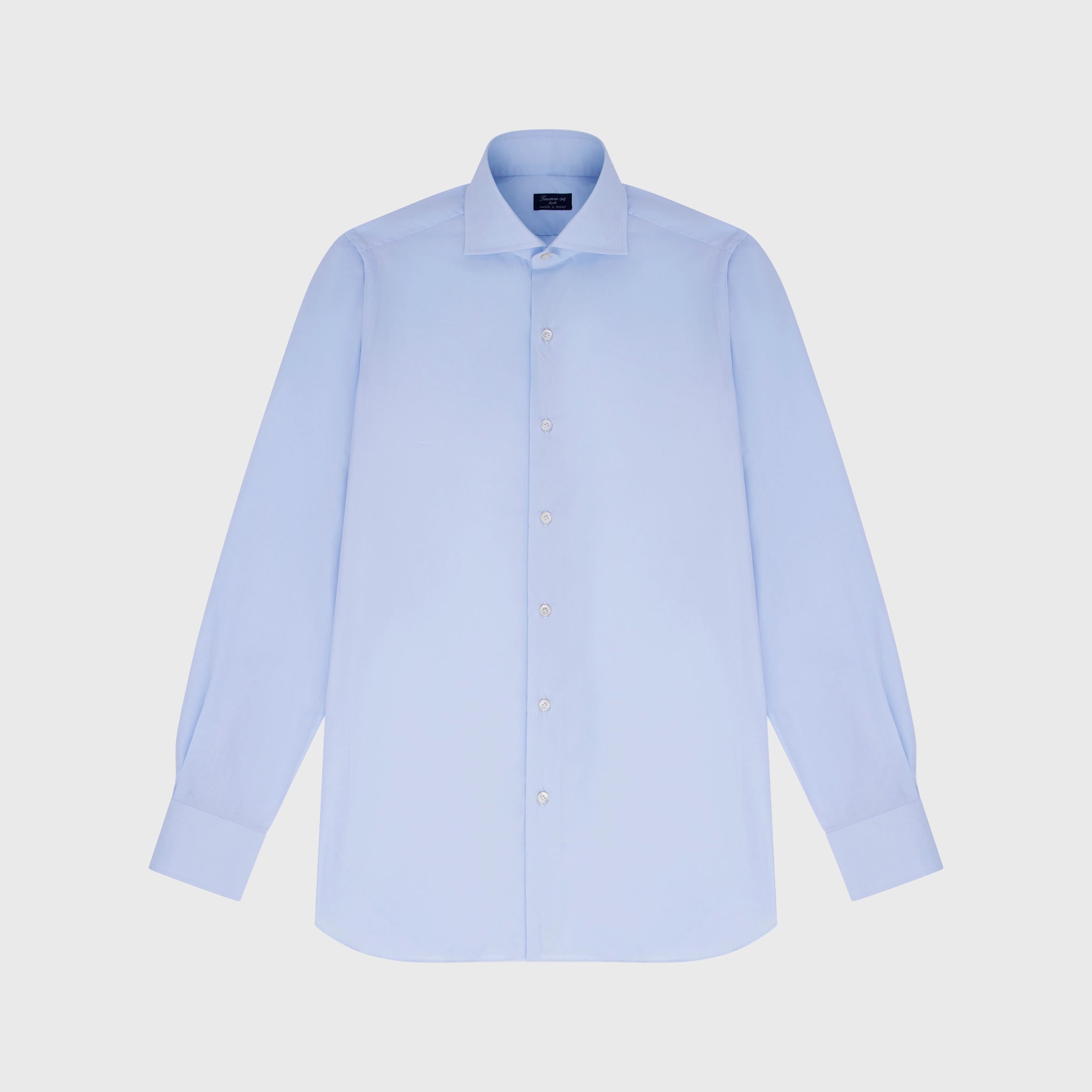 Classic regular Naples shirt in light blue cotton French collar