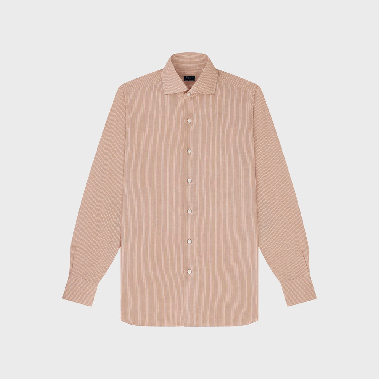 Napoli shirt regular fit cotton twill stripe Carlo Riva 180/2 Brown Eduardo collar