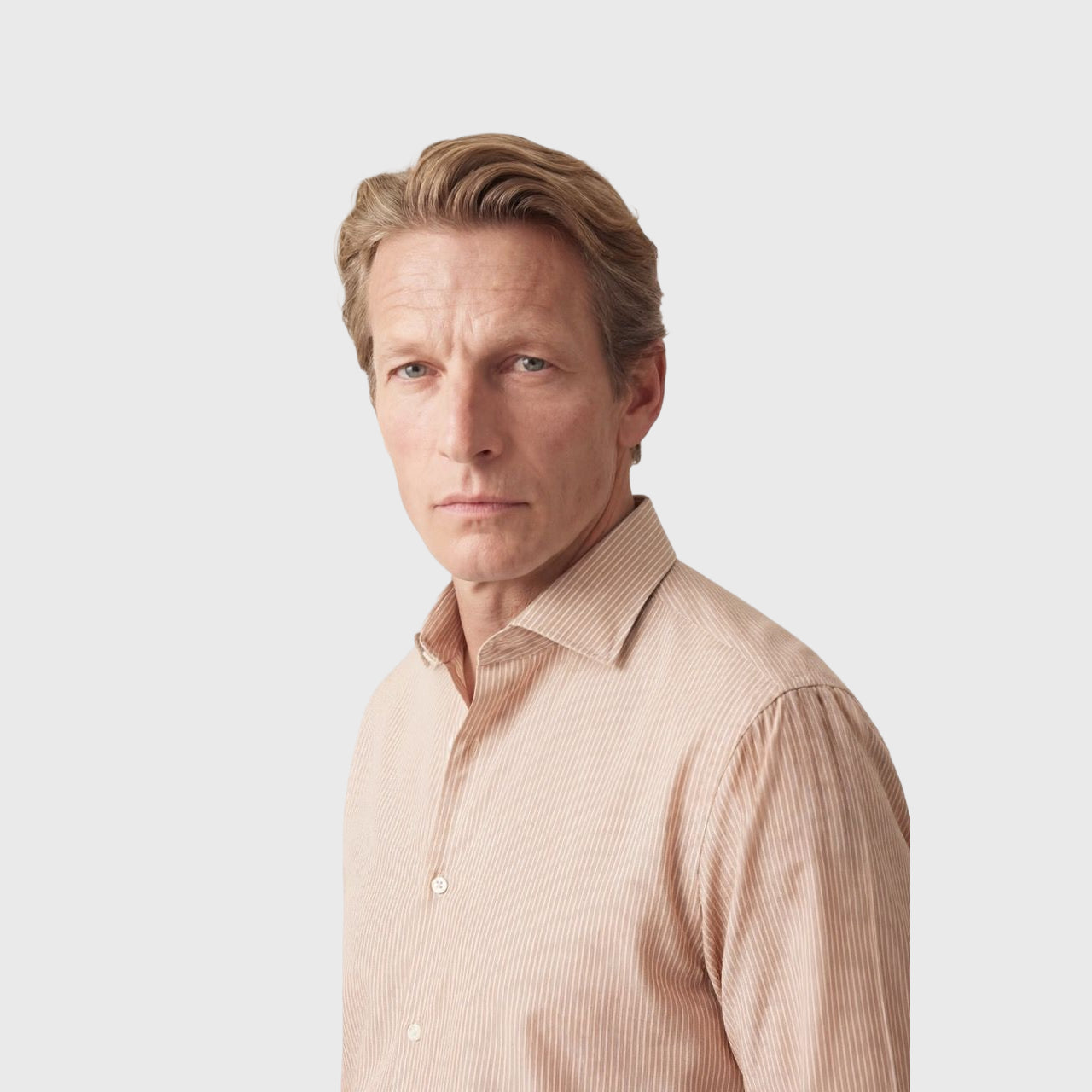 Napoli shirt regular fit cotton twill stripe Carlo Riva 180/2 Brown Eduardo collar