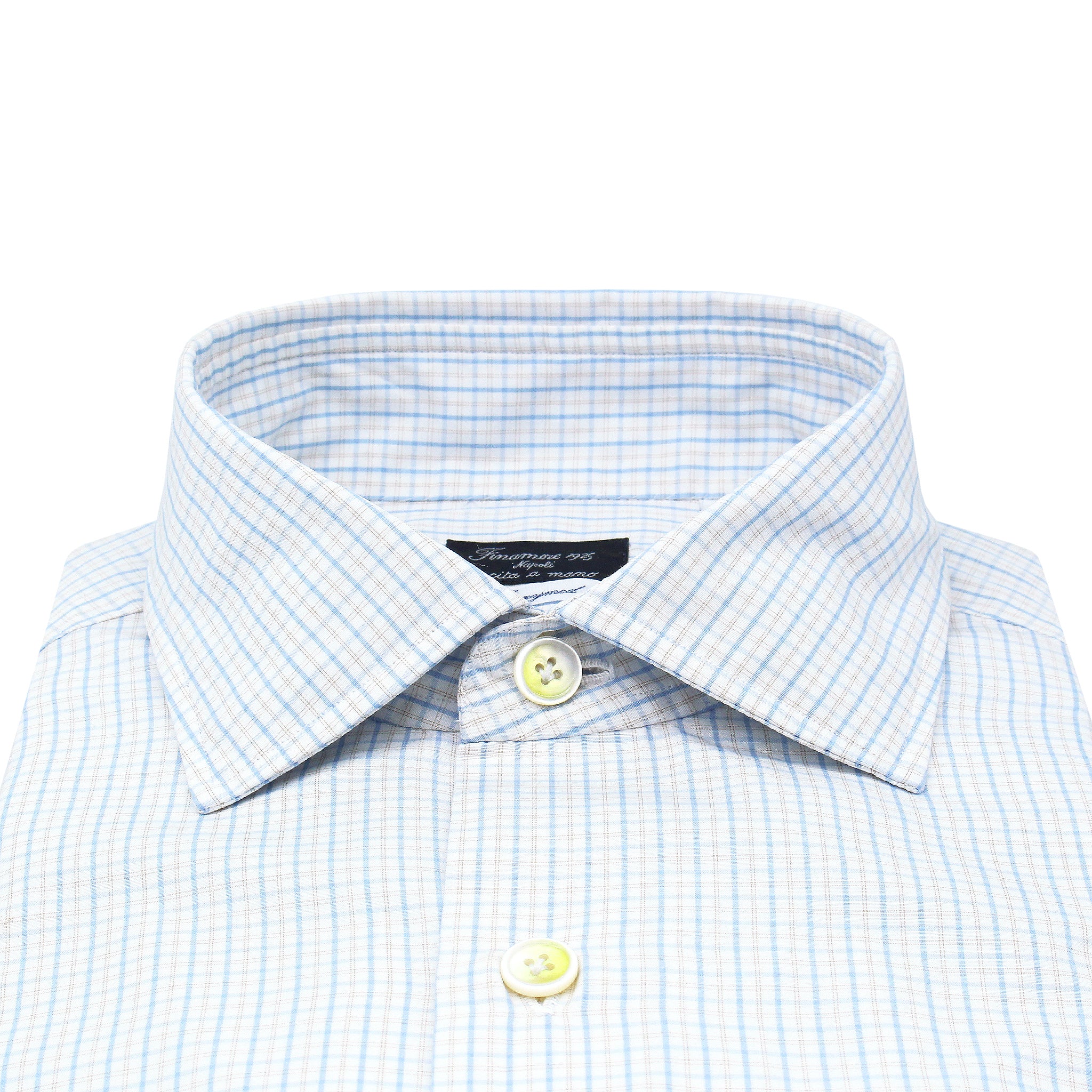 Classic Napoli shirt in checked cotton. Enzymed treatment. Alumo fabric