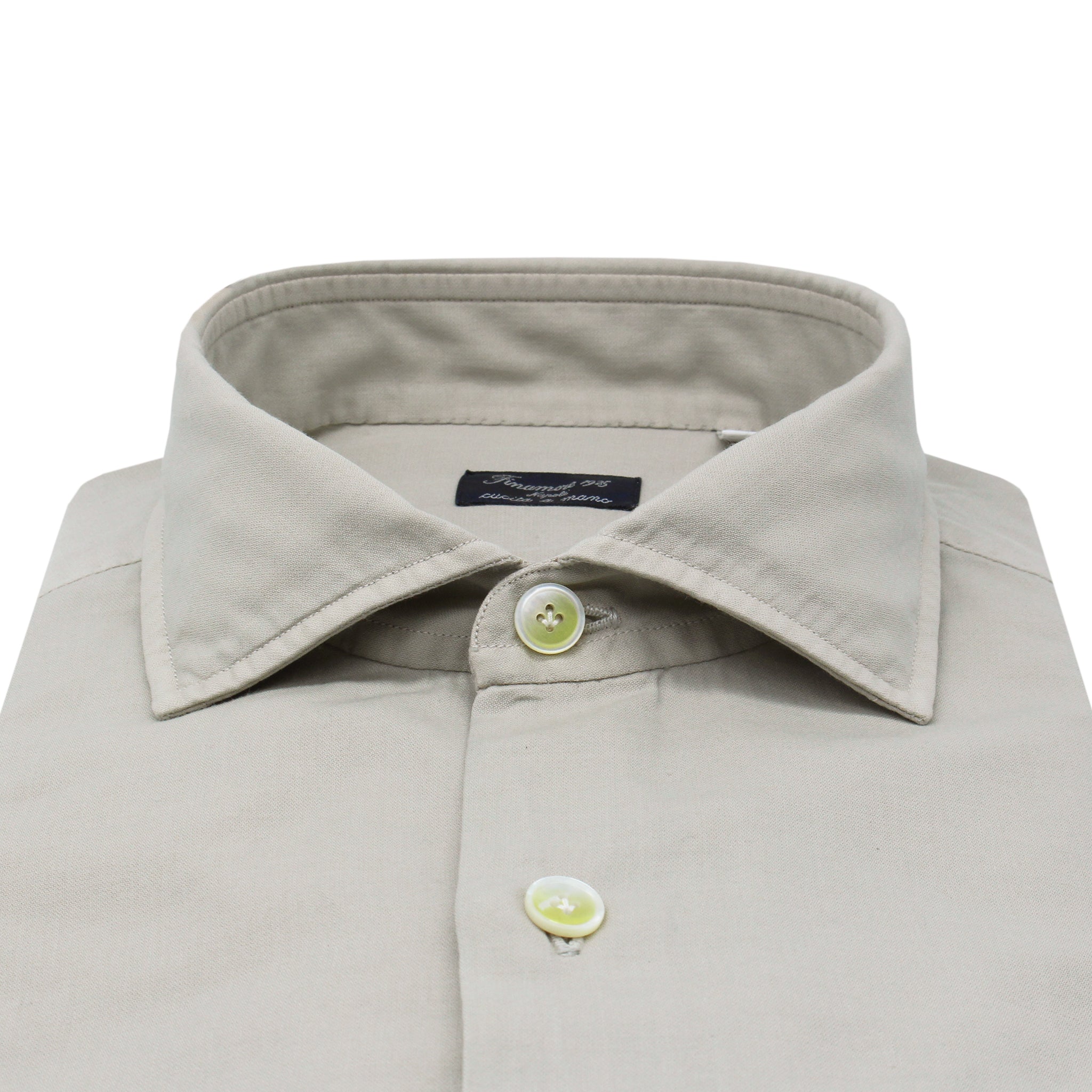 Classic Napoli cashmere and cotton shirt garment dyed gray. Carlo Riva