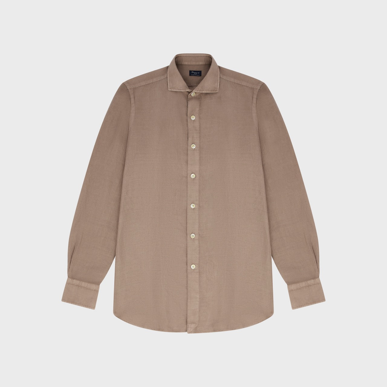 Napoli shirt regular fit hemp-cotton-silk sand garment dyed Achille collar