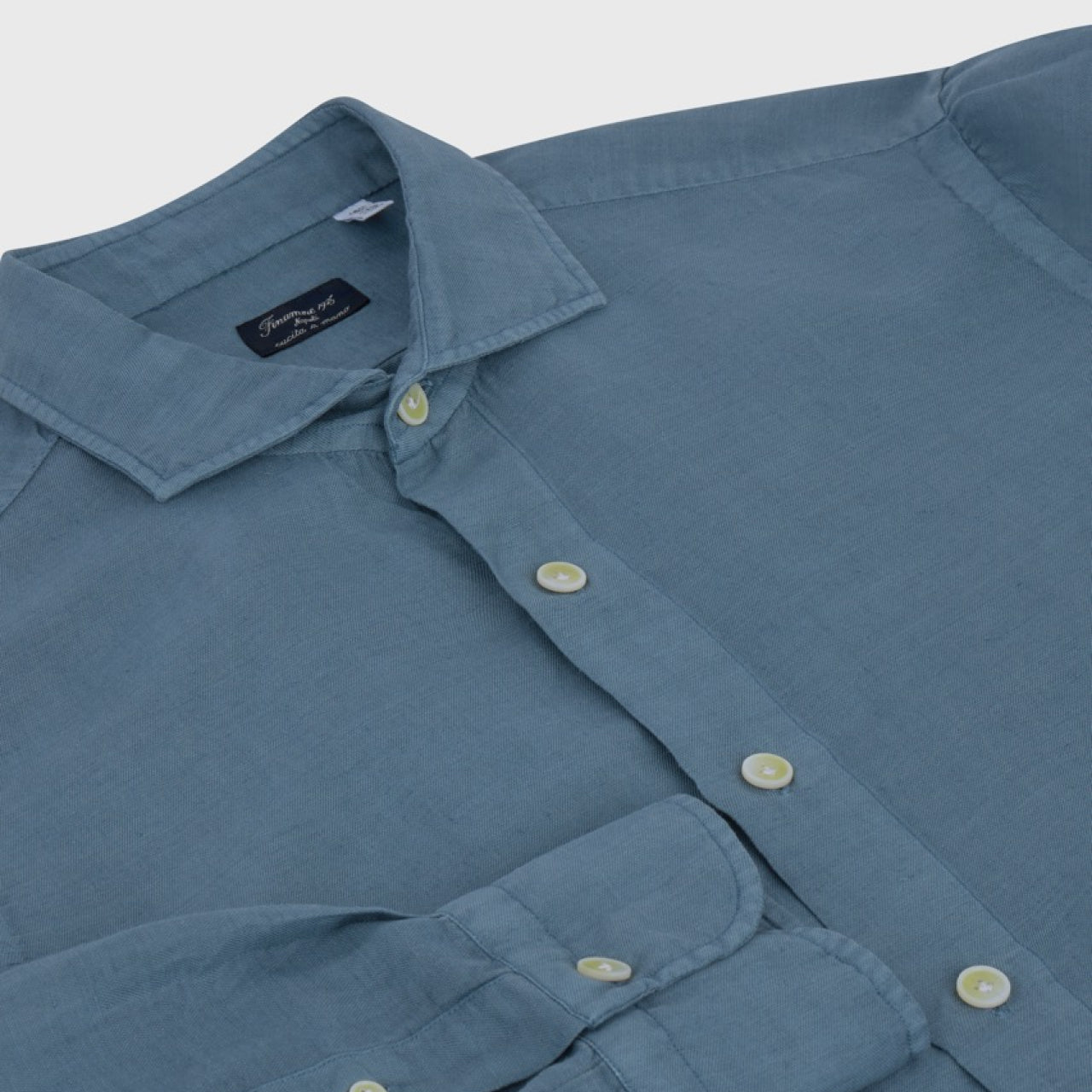 Napoli shirt regular fit hemp-cotton-silk sand garment dyed Achille collar